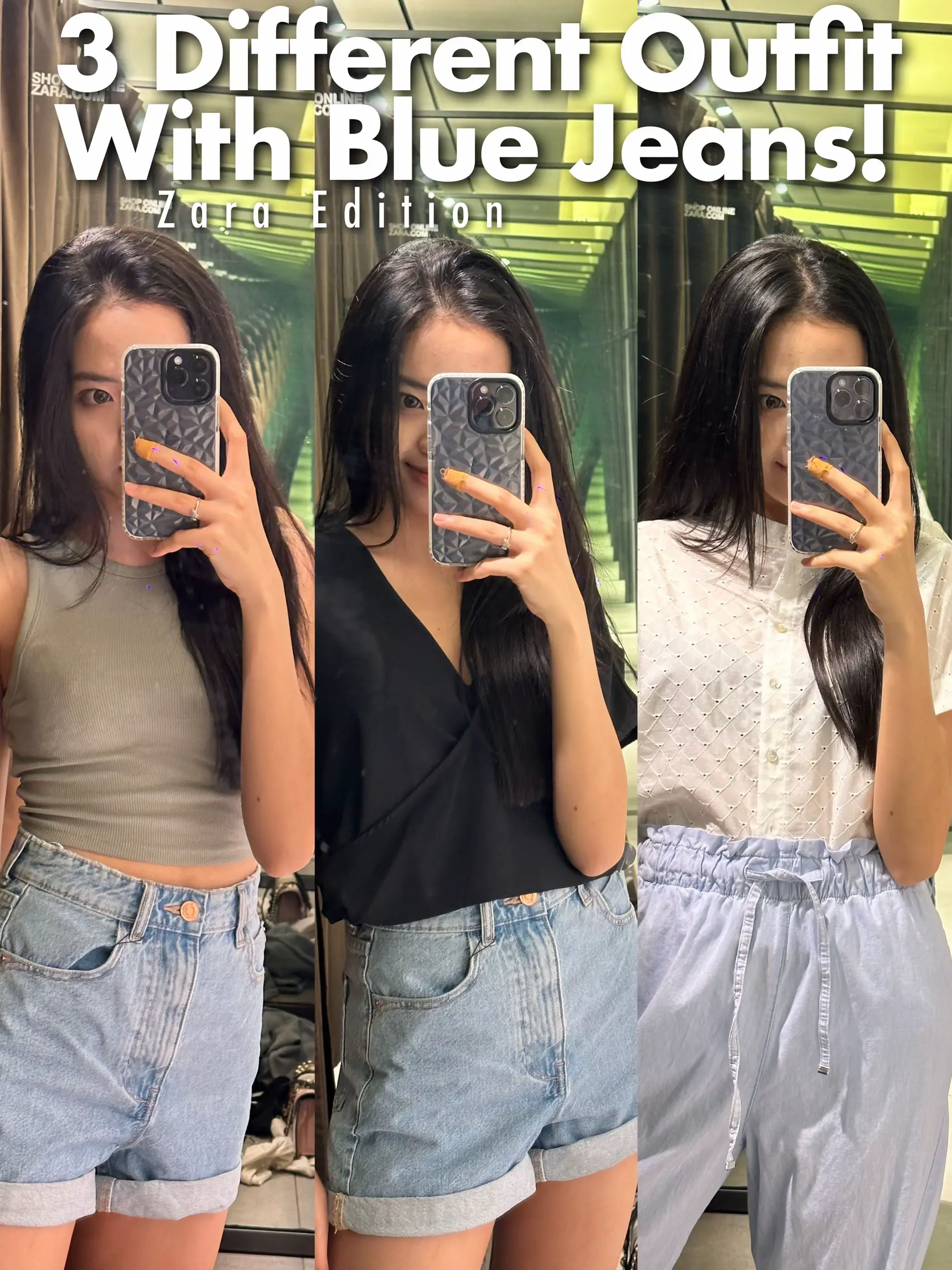 3 Different Outfit With Blue Jeans! Zara editionnn | Gallery posted by mona🦖  | Lemon8