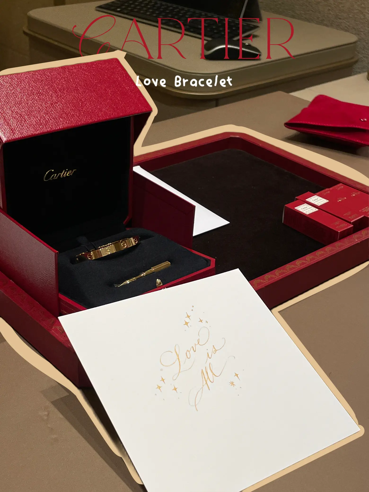 Cartier Authentic Love Juc Bracelet bangle lined box and paper bag