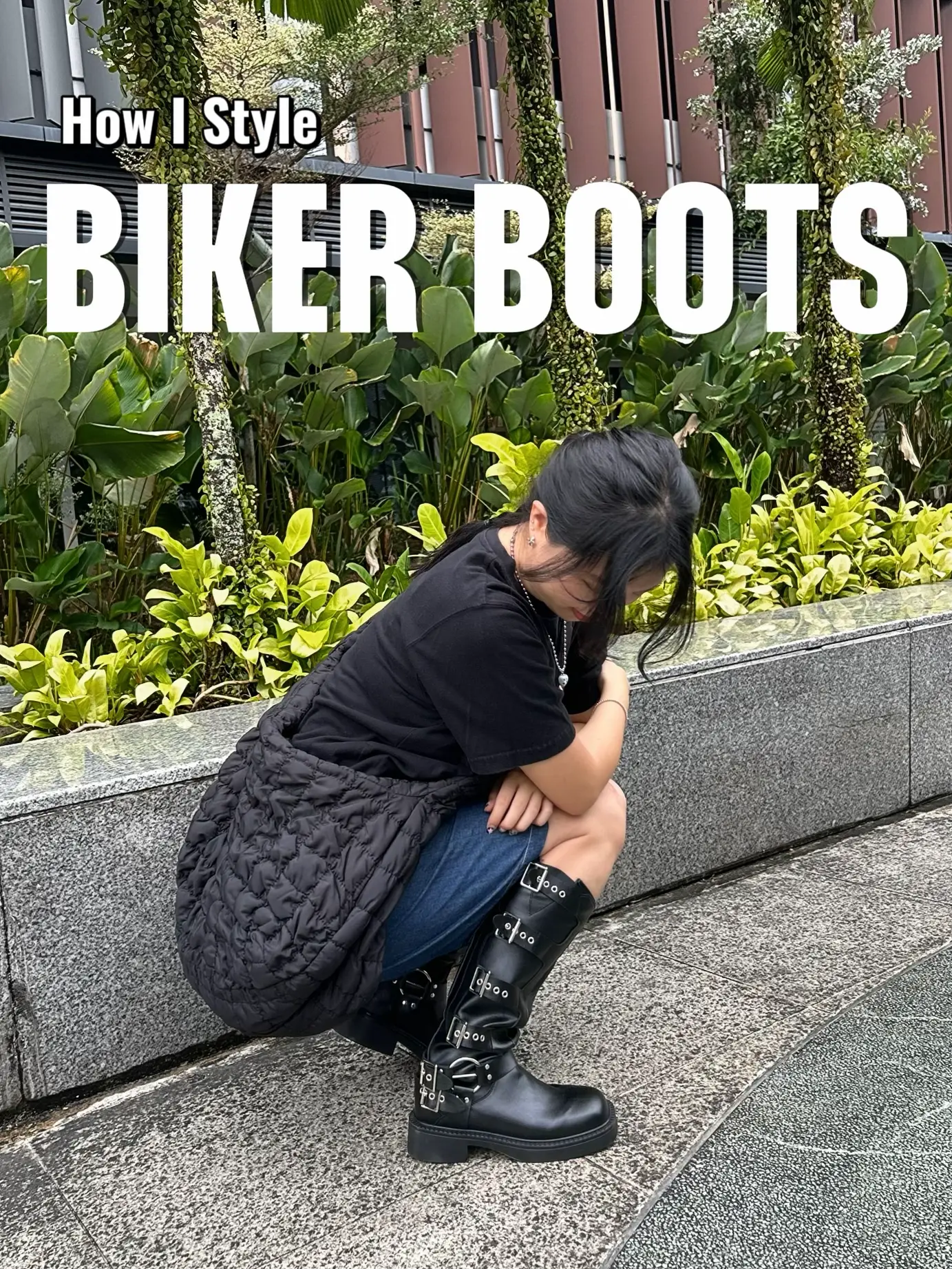 Knee high moto boots best sale