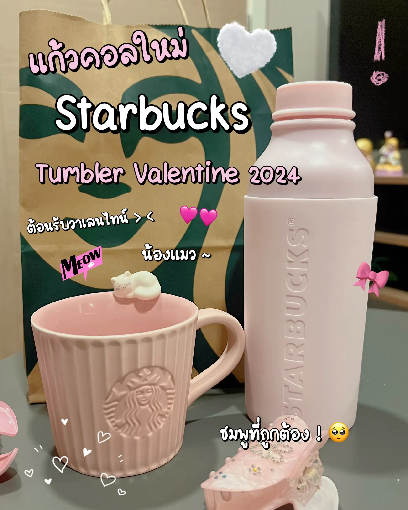 แก้วคอลใหม่ starbucks tumbler valentine 2025 🐱🩷 แกลเลอรีที่โพสต์โดย ╯