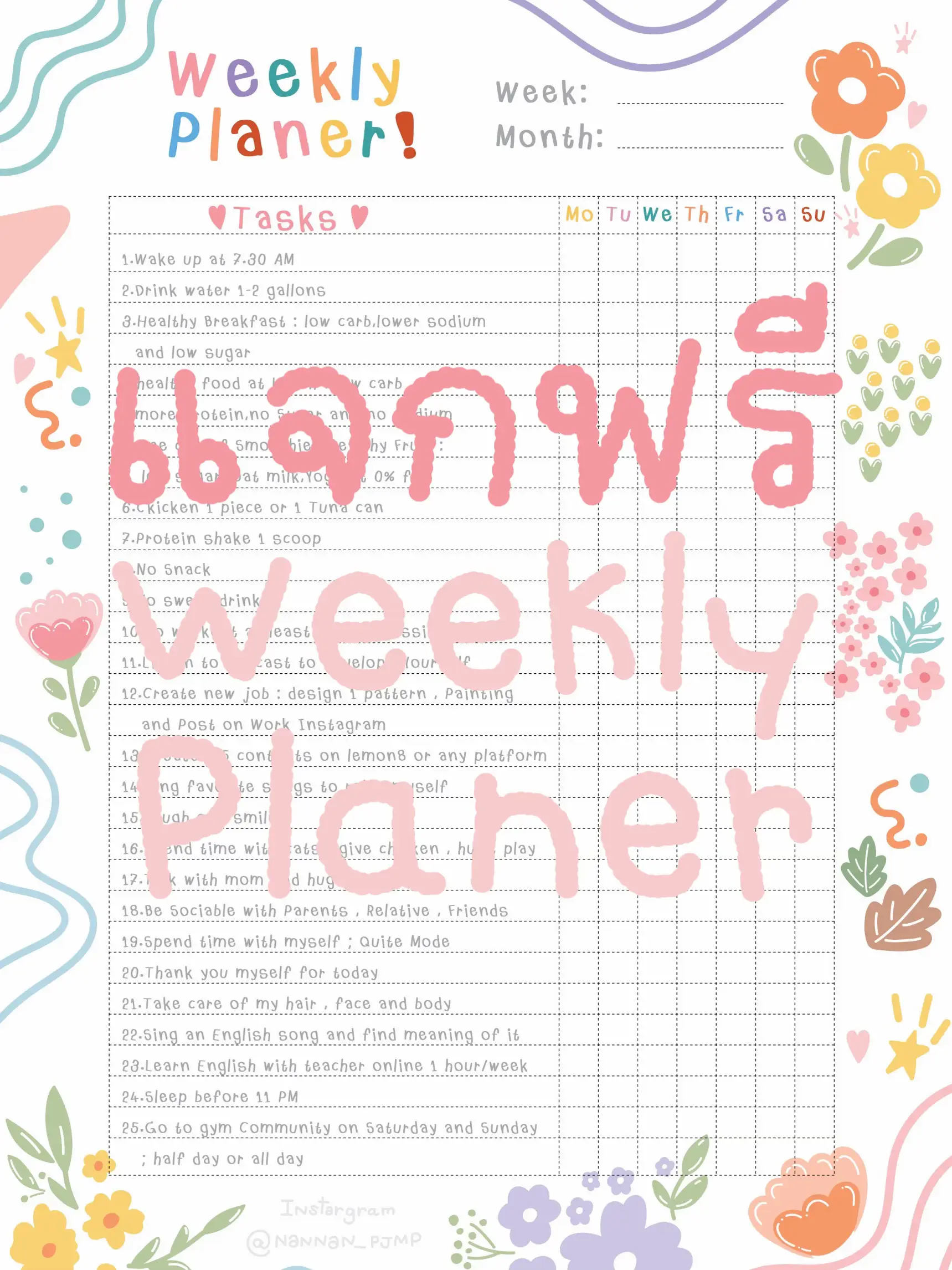 แจกฟรี Weekly Planer พัฒนาตัวเองให้ดีขึ้นกว่าเมื่อวาน | แกลเลอรีที่ ...