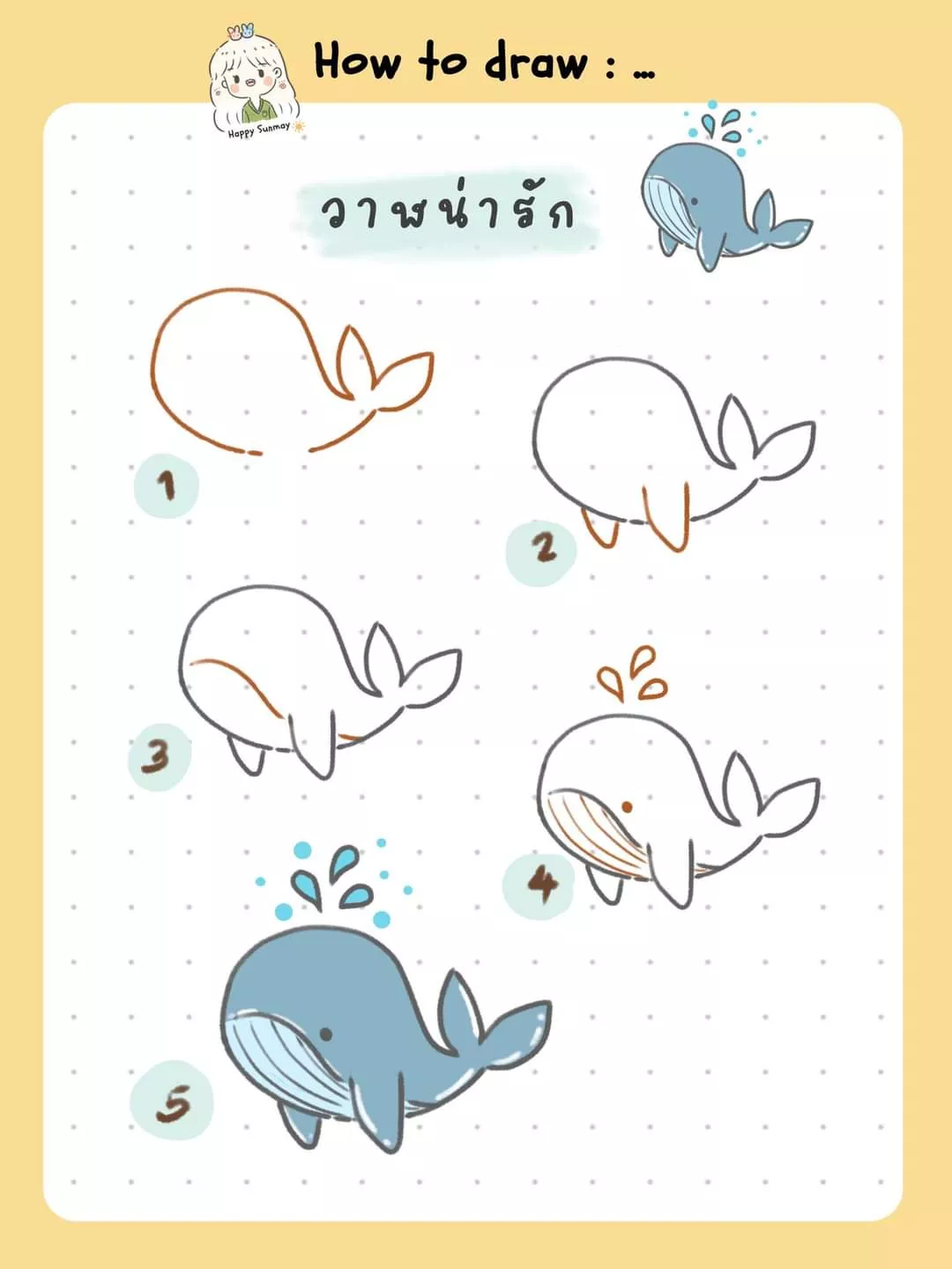 How to draw: Cute whale | Gallery posted by HappySunmay | Lemon8