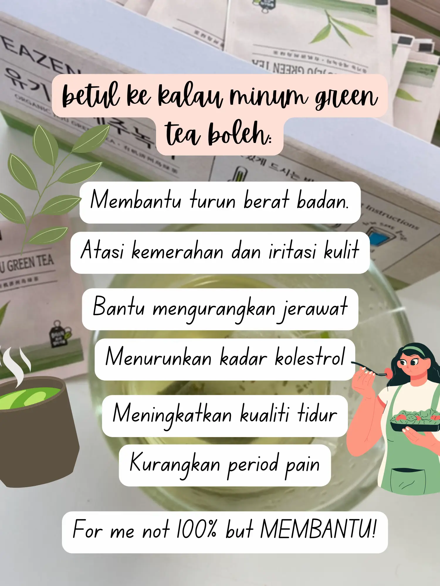 Green tea good for?🤔🍵 diet? Weight loss? Jerawat? แกลเลอรีที่โพสต์โดย