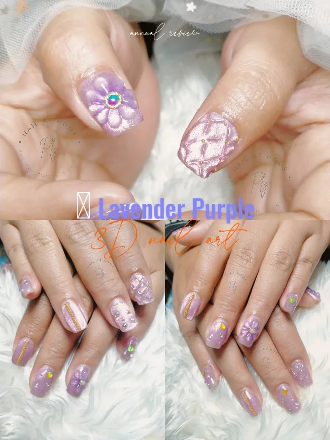 3 Dネイルアート、ラベンダーパープル 💜💟   | nailathomebyplyが投稿したフォトブック | Lemon8