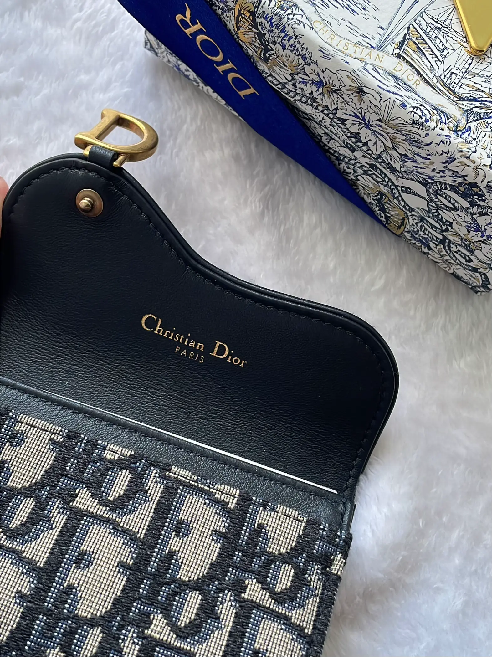 Dior saddle discount flap card holder