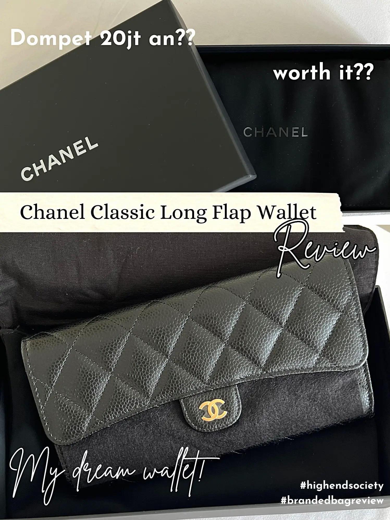 CHANEL Caviarskin Trifold Compact Wallet Moss Green Silver