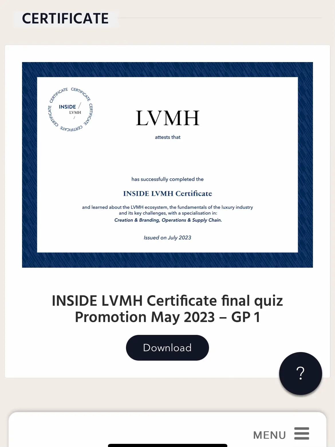 inside lvmh certificate