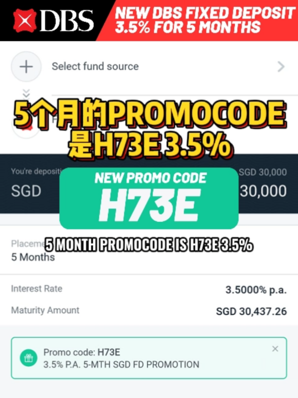 DBS FIXED D PROMO CODE OCT 2023 H73E 3.5% | Video published by ⭐ ...