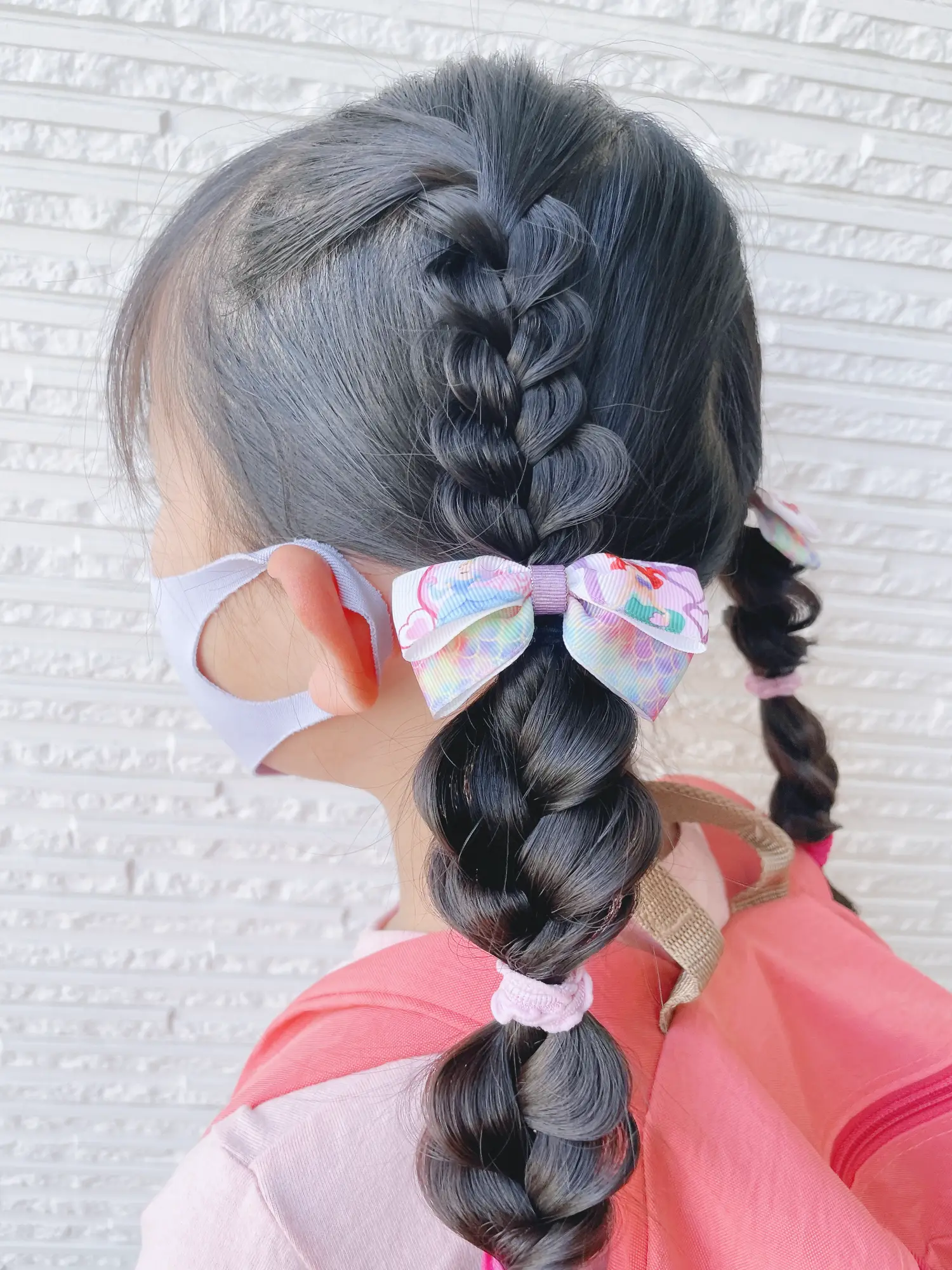 クロスリボン ヘアゴム ツイン② 三つ編み柄 新しき