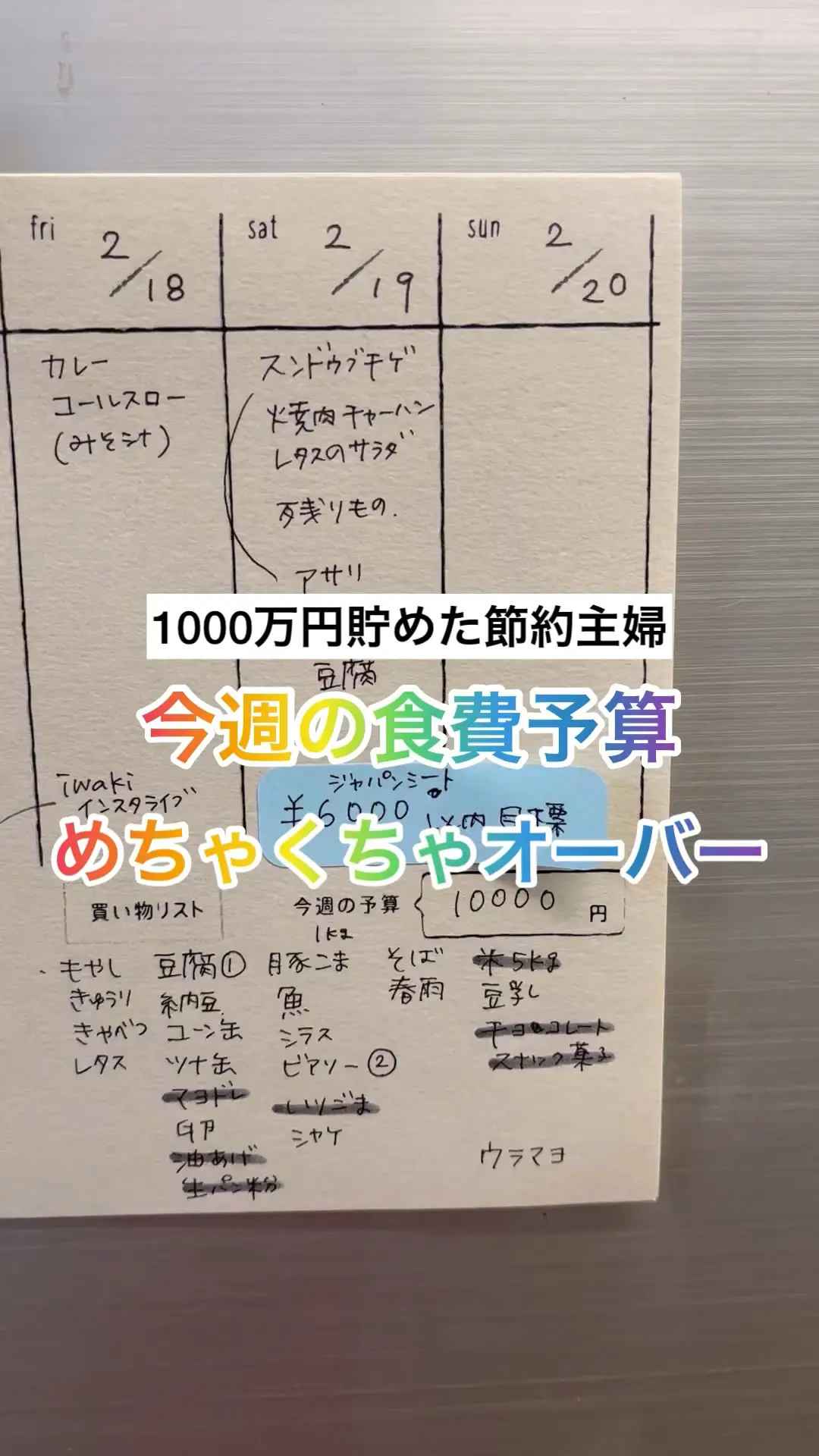 食費節約に効果的な献立ノート