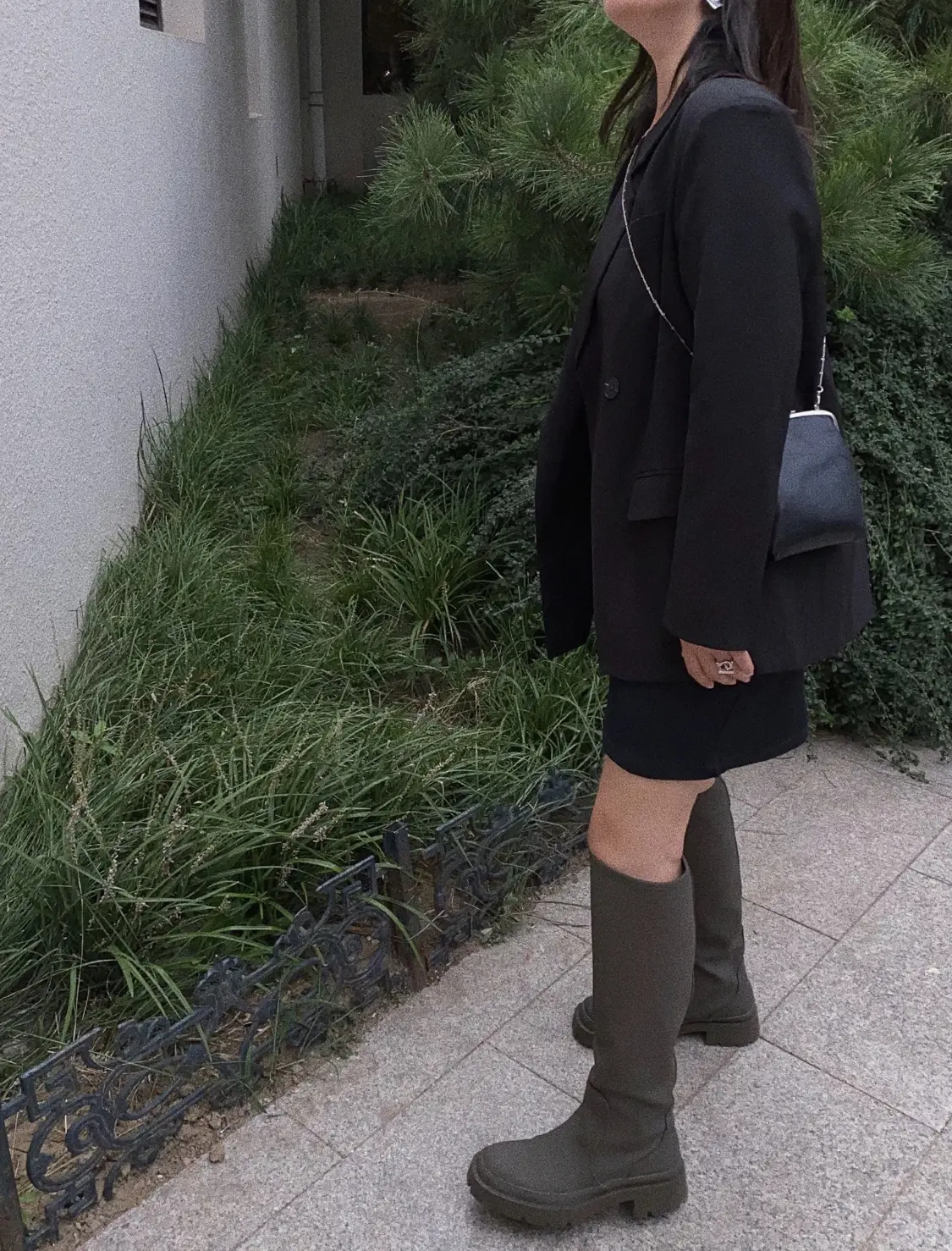 ZARA レザースクエアブーツ 38 ZARA スクエアトゥ 本革 ロングブーツ