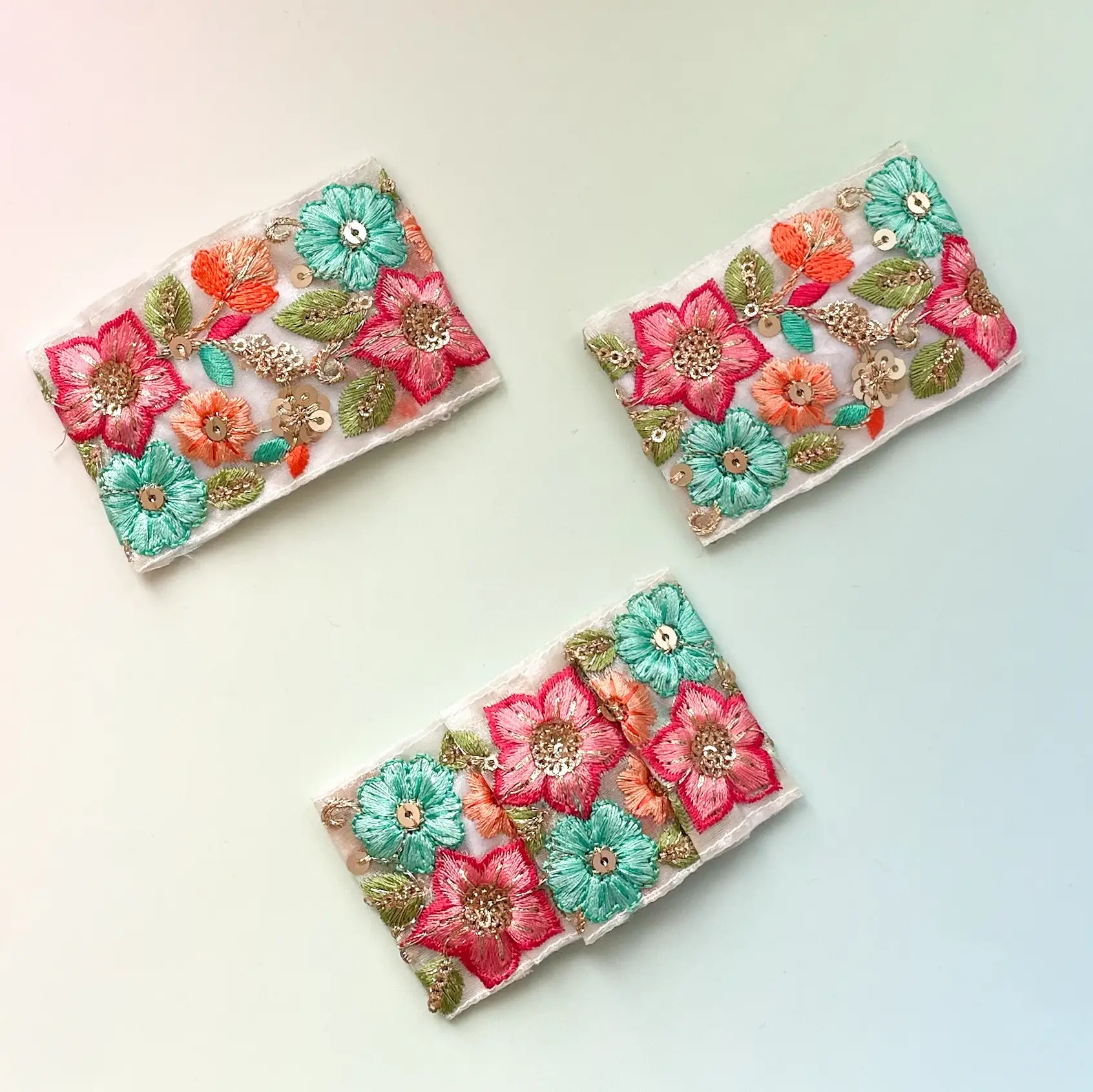 トロピカルカラーのパッチンピン インド刺繍 | おまめ2809が投稿した 