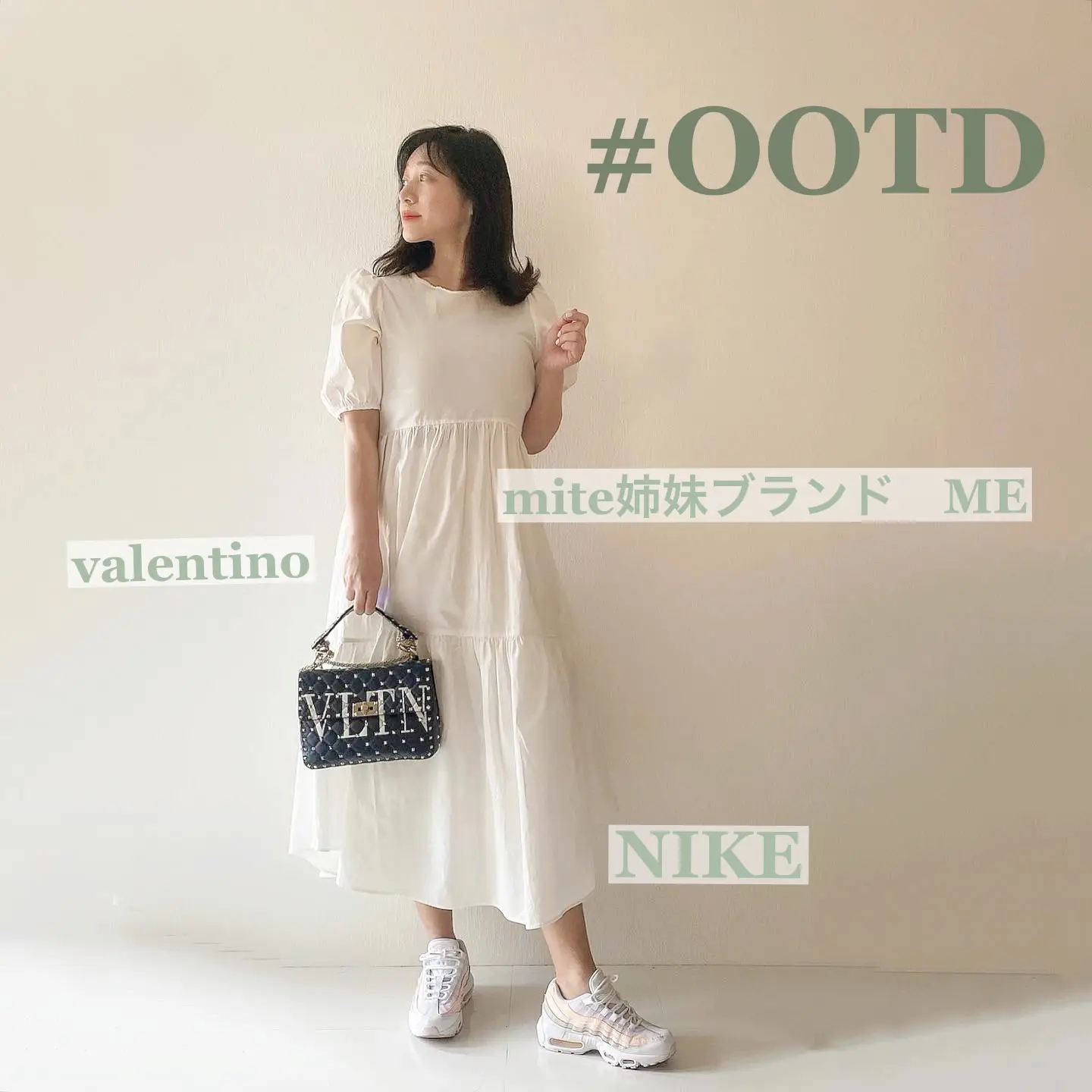 MITE 姉妹ブランド ME 定番白ワンピースコーデ | yuriko5kが投稿した  