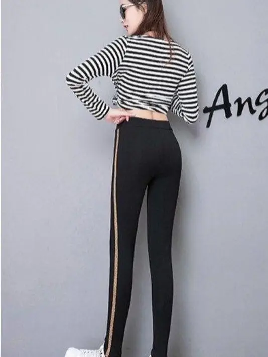 レギンス 黒 ライン ラインパンツ 大きいサイズ 金 XL 3L 4L スパッツ  