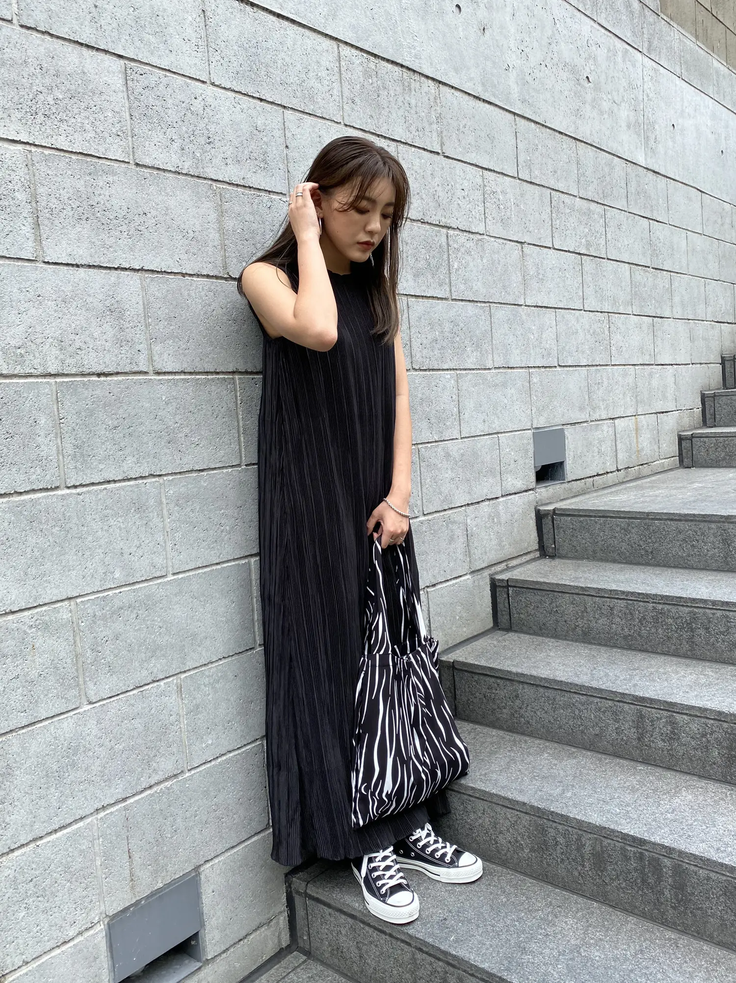 プリーツプリーズ イッセイミヤケ 切替 プリーツ ロングワンピース