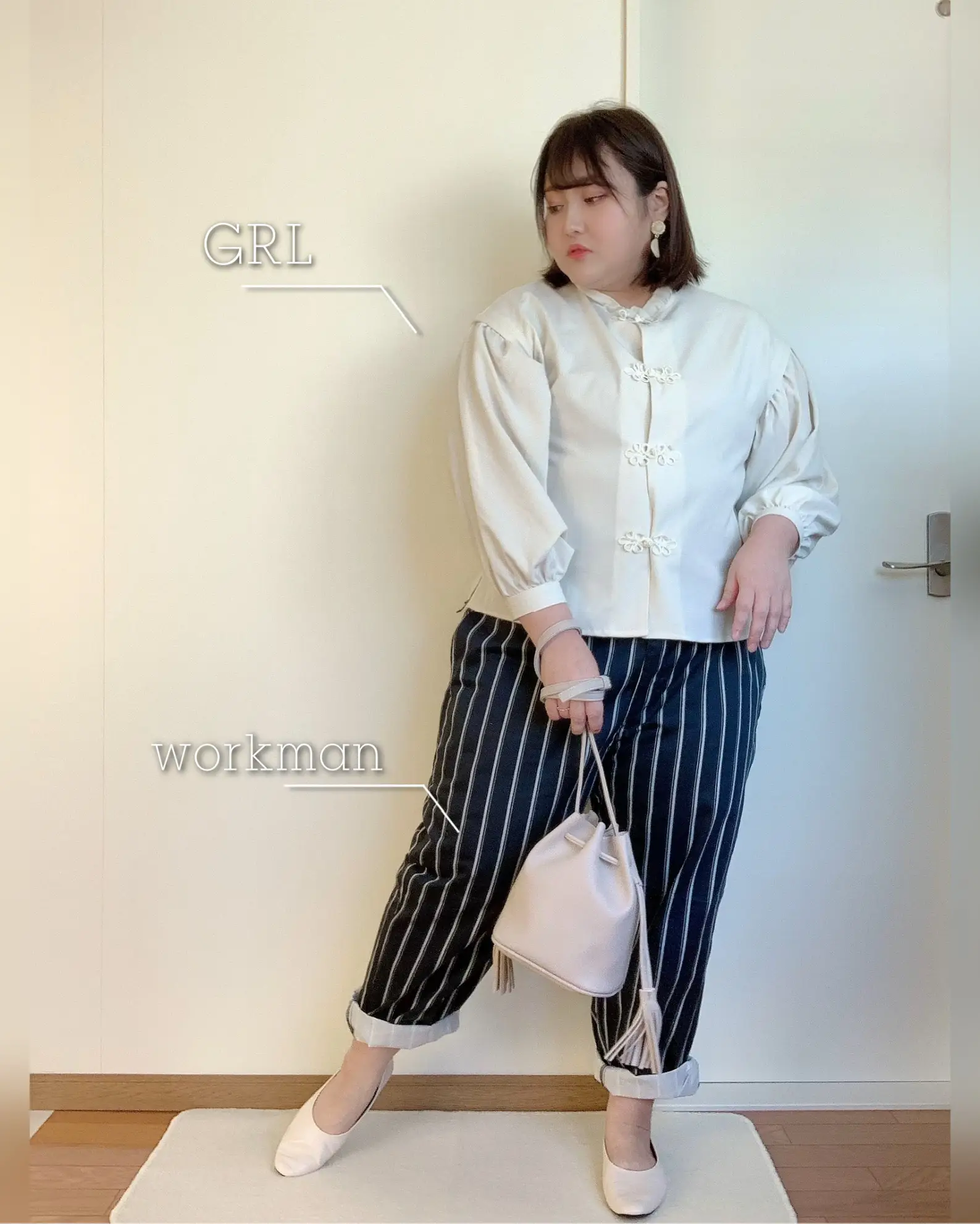 4L-5Lさん向け！チャイナシャツ×シェフパンツ♥デイリーコーデ 