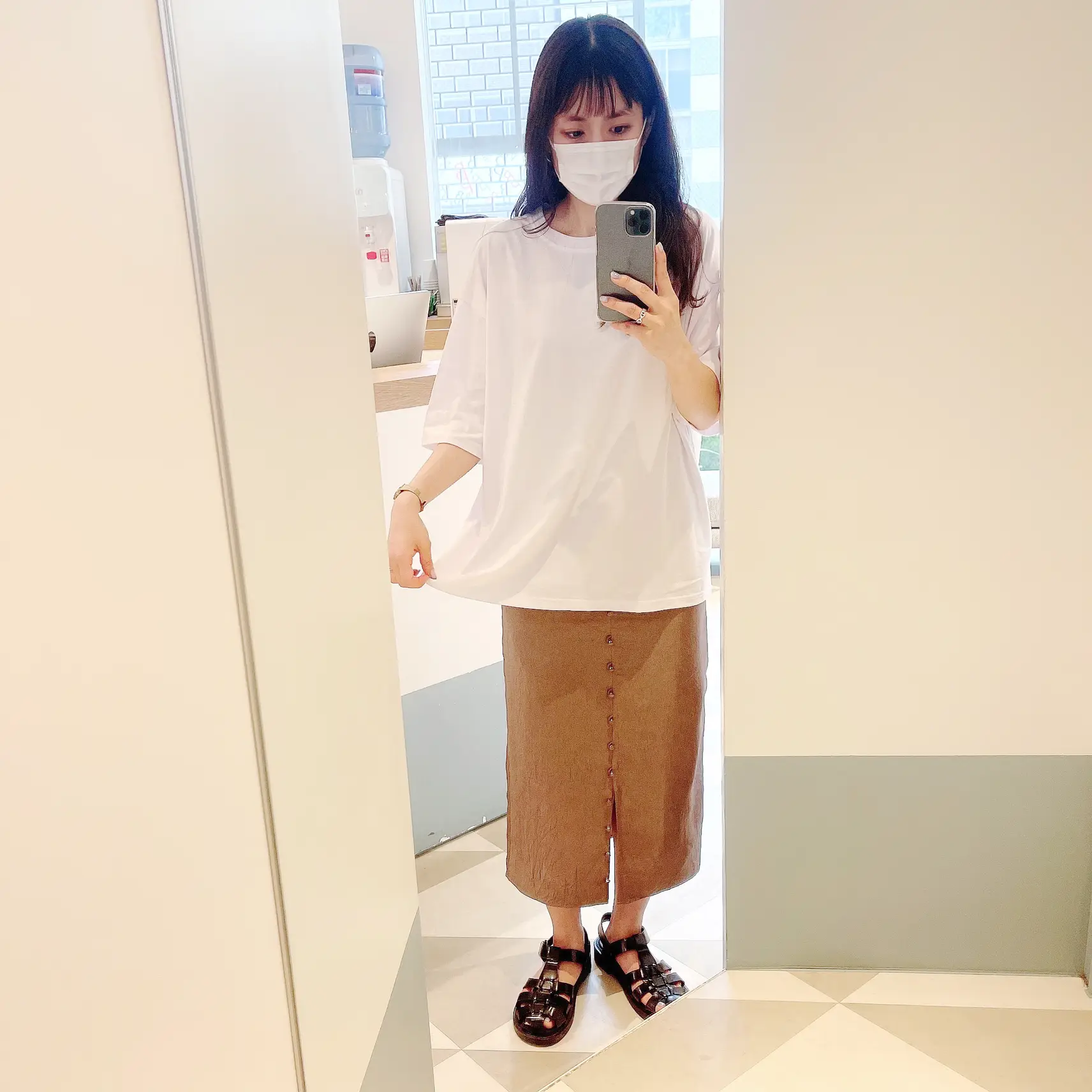 BY ティアードマキシ丈スカートとビッグT （マキシスカートコーデ  