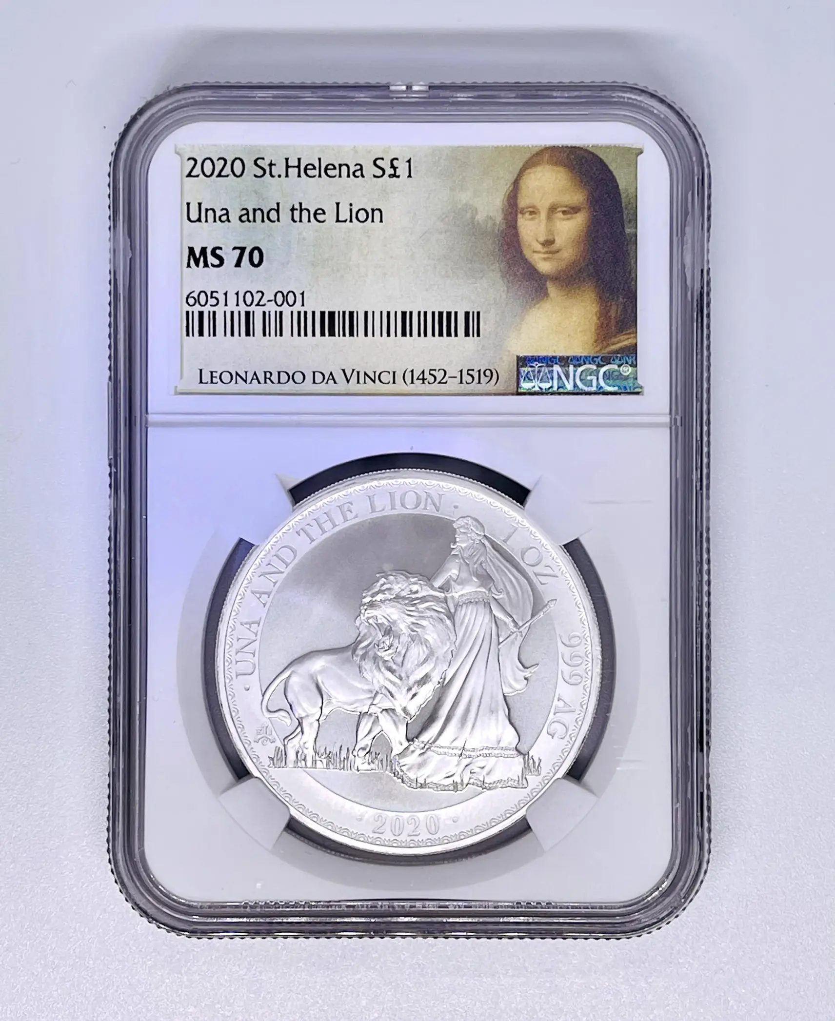 50枚額面１ドル素材2020 ウナとライオン セントヘレナ 銀貨 MS70