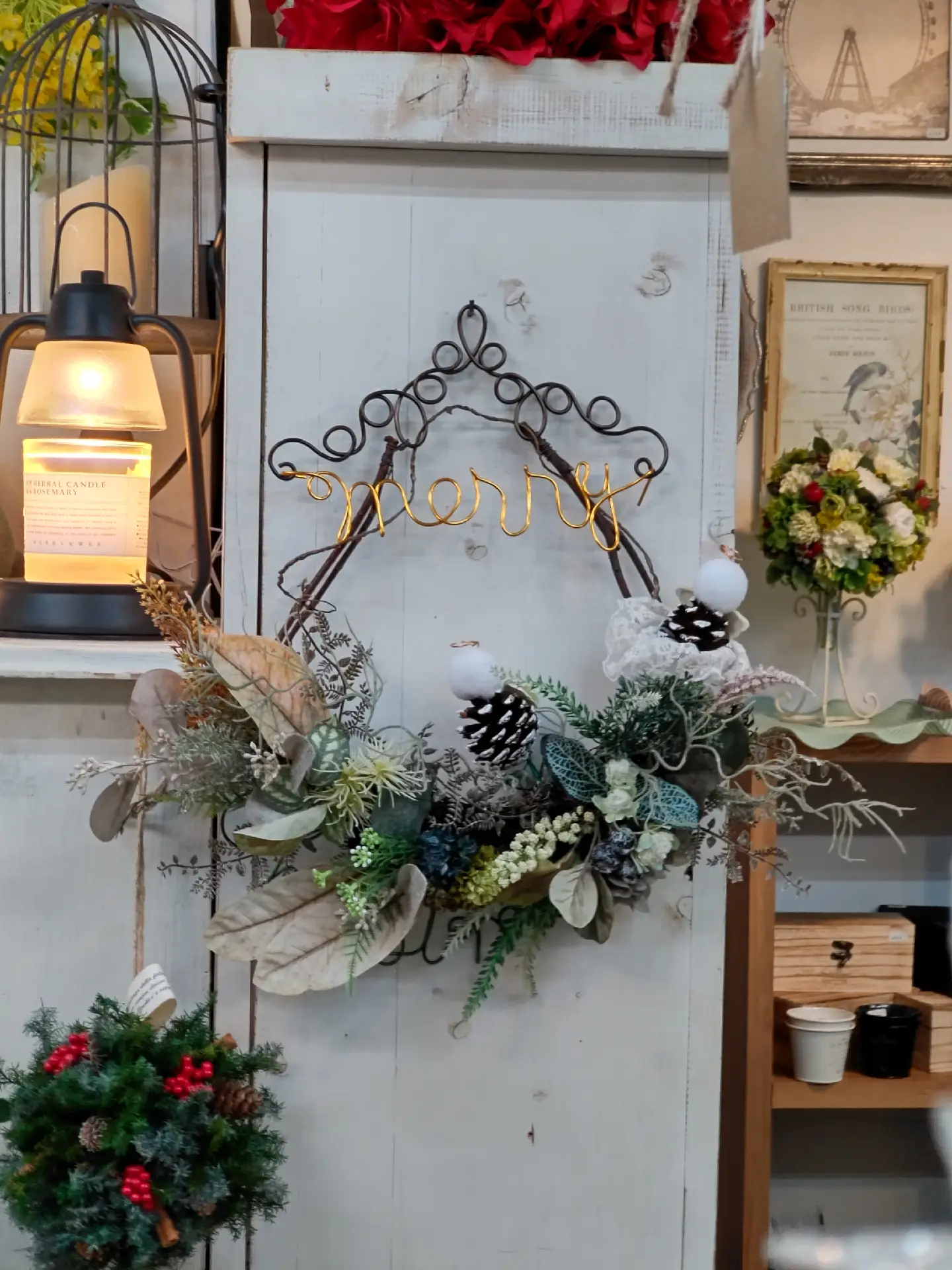 ドライフラワー リース シャビーシック ホワイト インテリア 雑貨 ドライフラワー リース シャビーシック ホワイト インテリア 雑貨