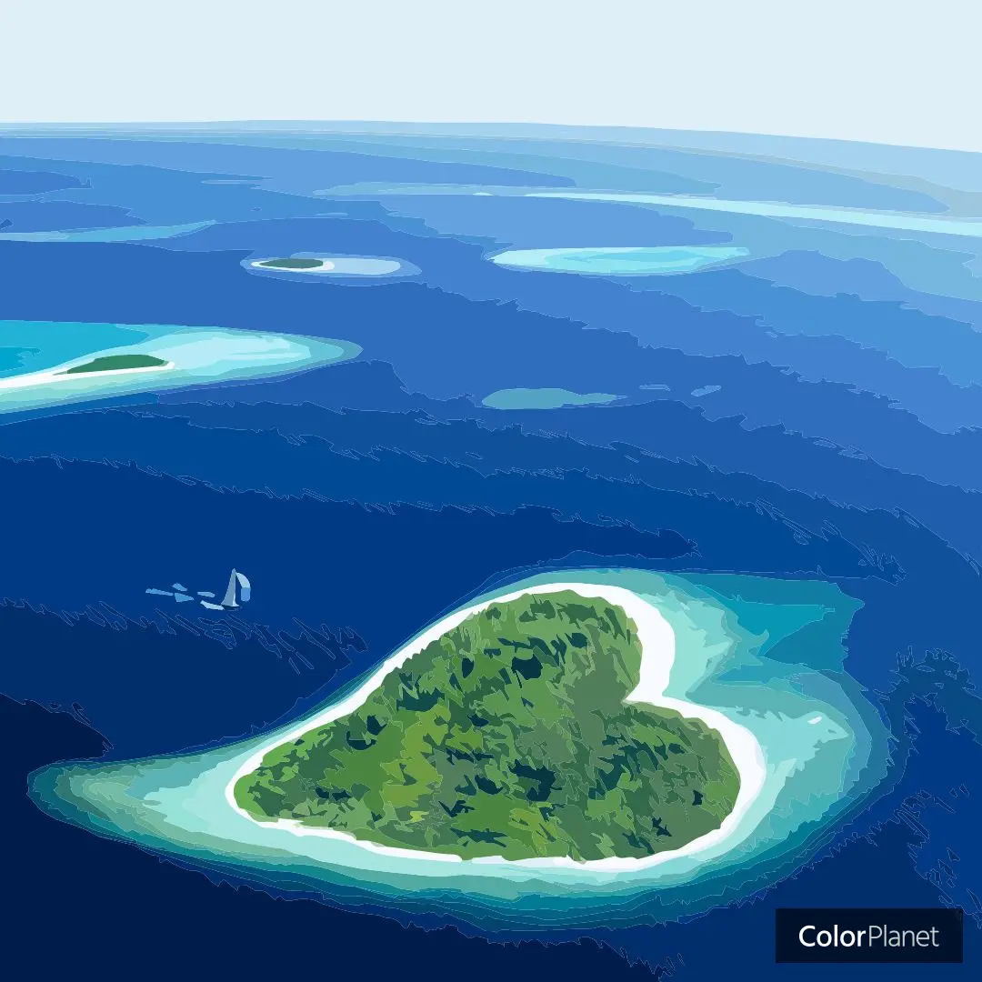 ハート型の島を塗り絵しました | 古味正彦が投稿したフォトブック | Lemon8