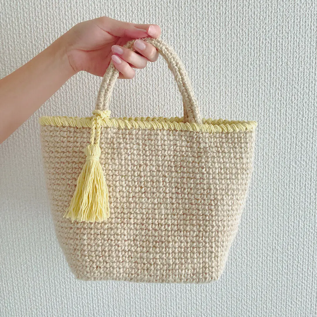 ころんとまるい麻紐バック カゴバック マルシェバック ハンドメイド 