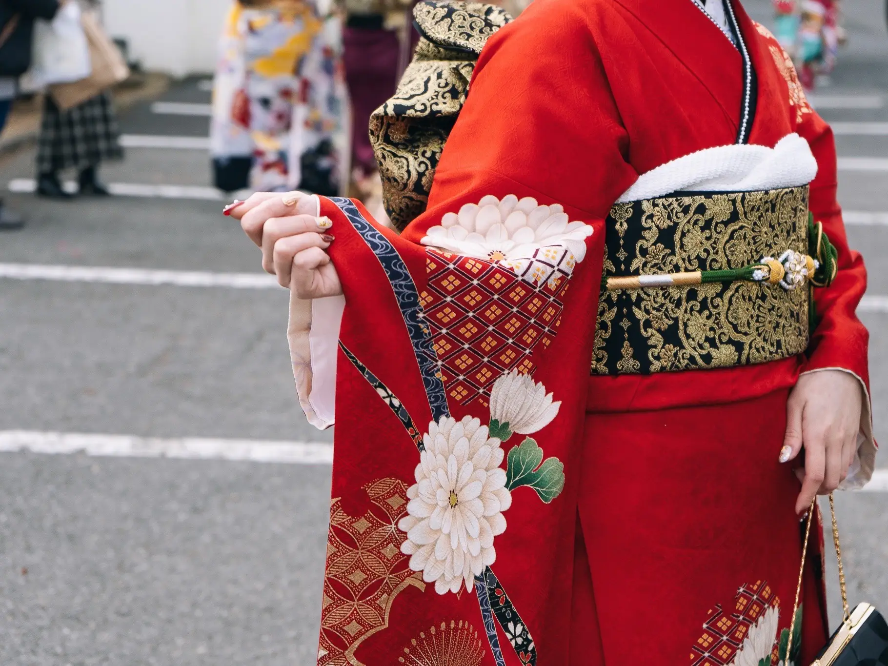 セール□振袖＊長尺♪赤金通し 桜の花吹雪 袷着物 成人式卒業式撮影に 