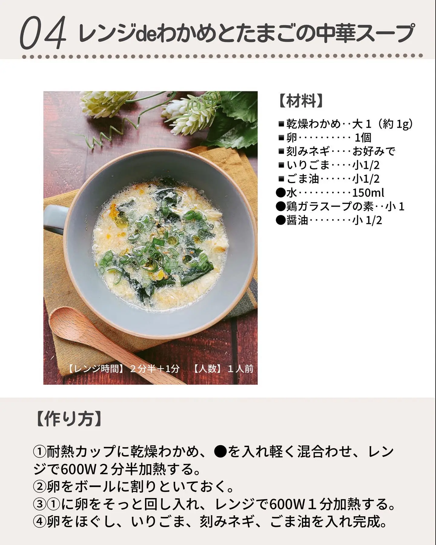 レンジde簡単！スープレシピ６品の画像 (4枚目)
