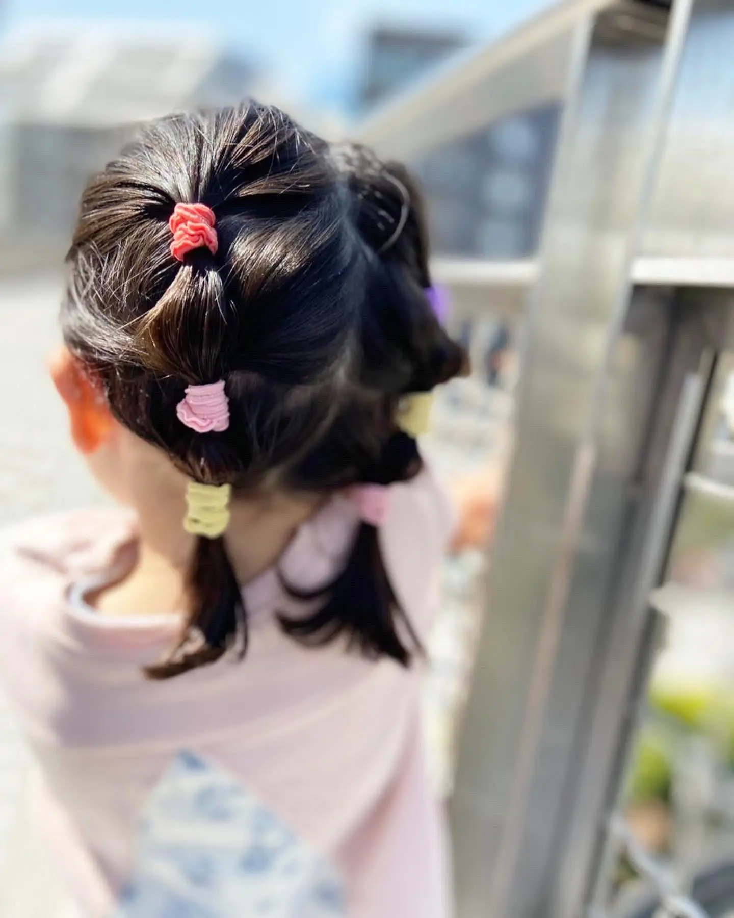ふりふりハート虹色リボン♡ヘアゴム♡ツイン ふりふりハート虹色リボン♡ヘアゴム♡ツイン