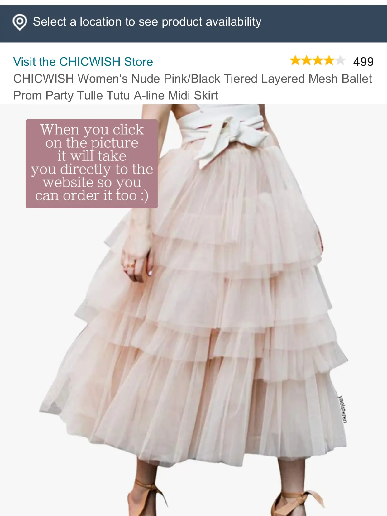 Chicwish Women's Nude Pink Tiered Layered Skirt Ballet Party Tulle Midi  Skirt ML