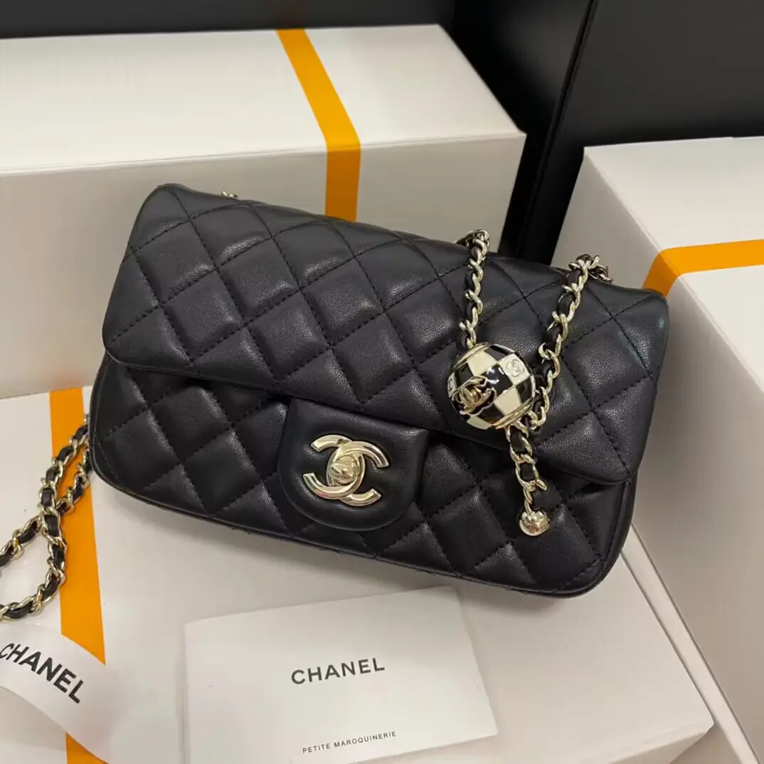 Chanel Black Quilted And Embellished Chain Medium Flap Bag Gold