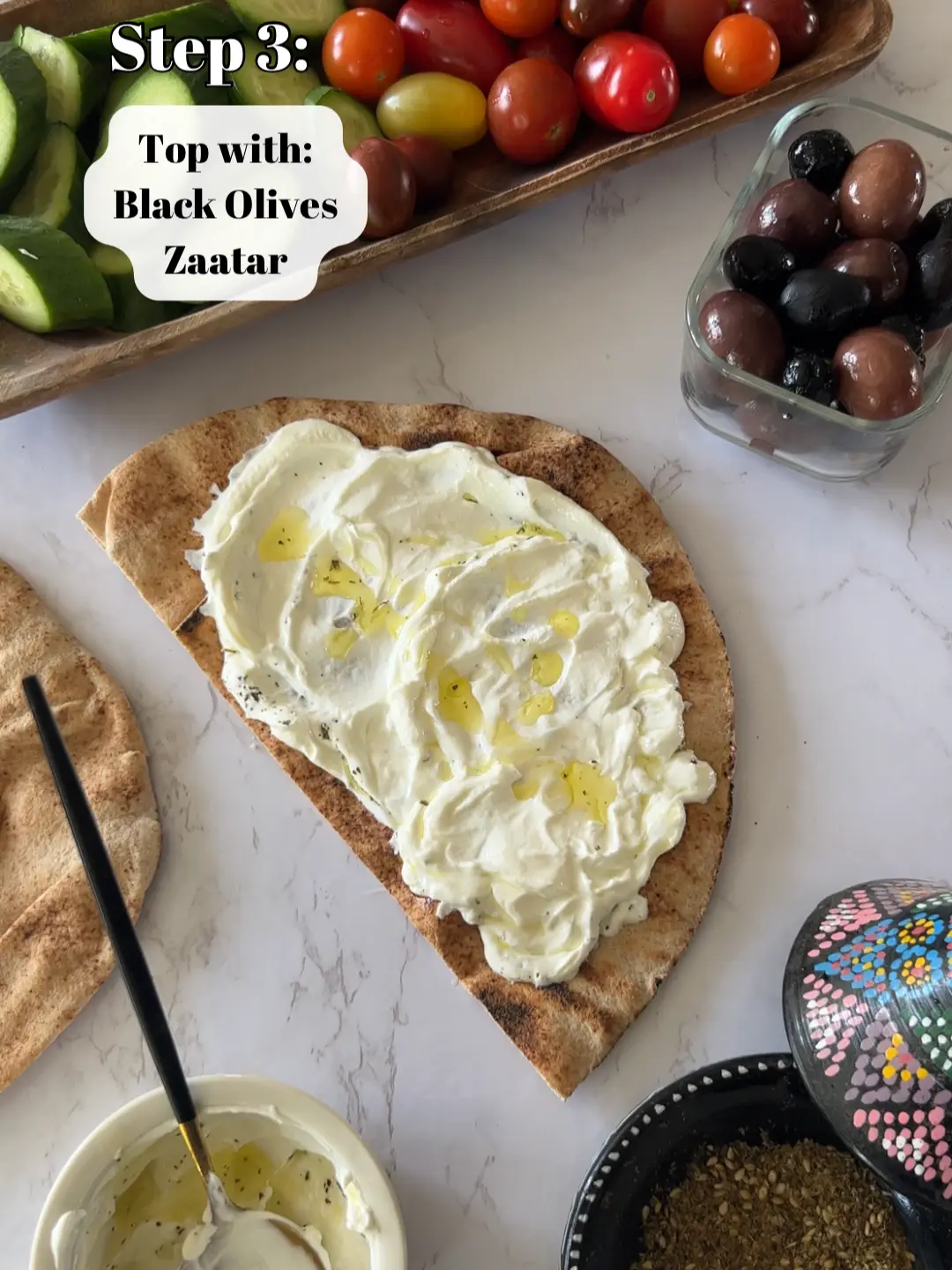 Labneh and Olives on Toast Light Refreshing Healthy Popular