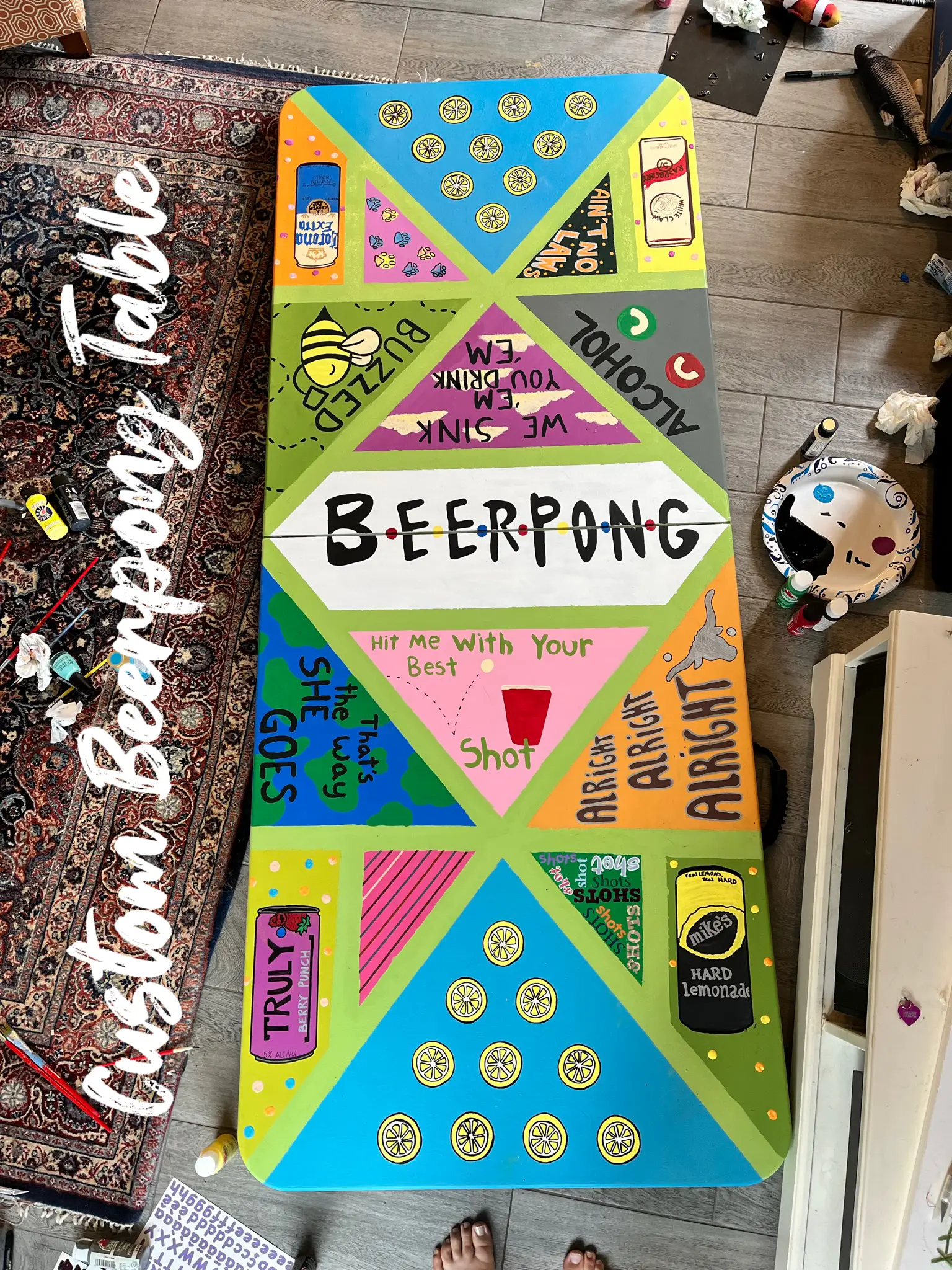 Pong table  Diy beer pong table, Beer pong table painted, Beer pong table  diy
