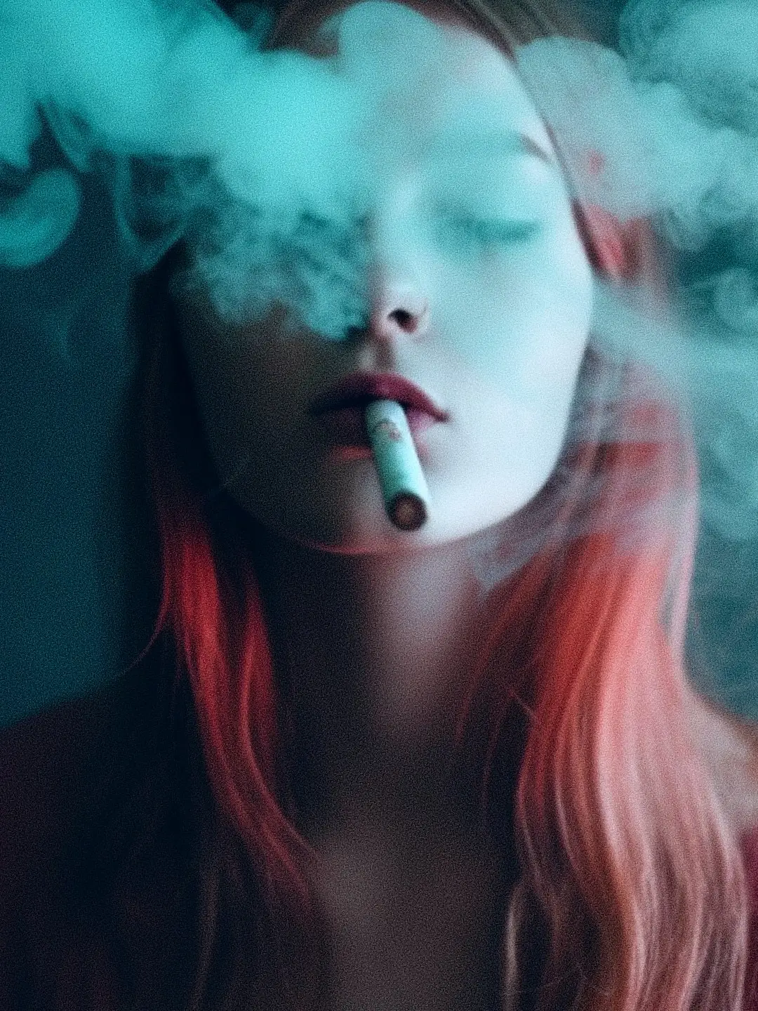 red lips smoke tumblr