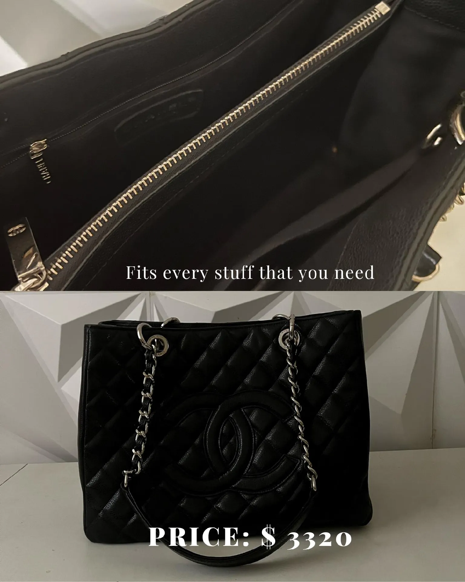 Chanel Vintage Black Quilted Caviar Timeless Grand Shopping Tote