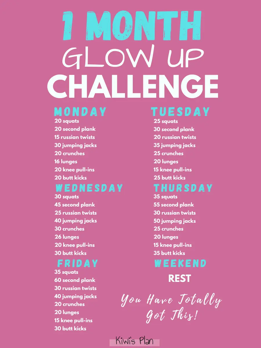 My 1 month glow up challenge - workout at home, Gallery posted by Kiwi's  Plan