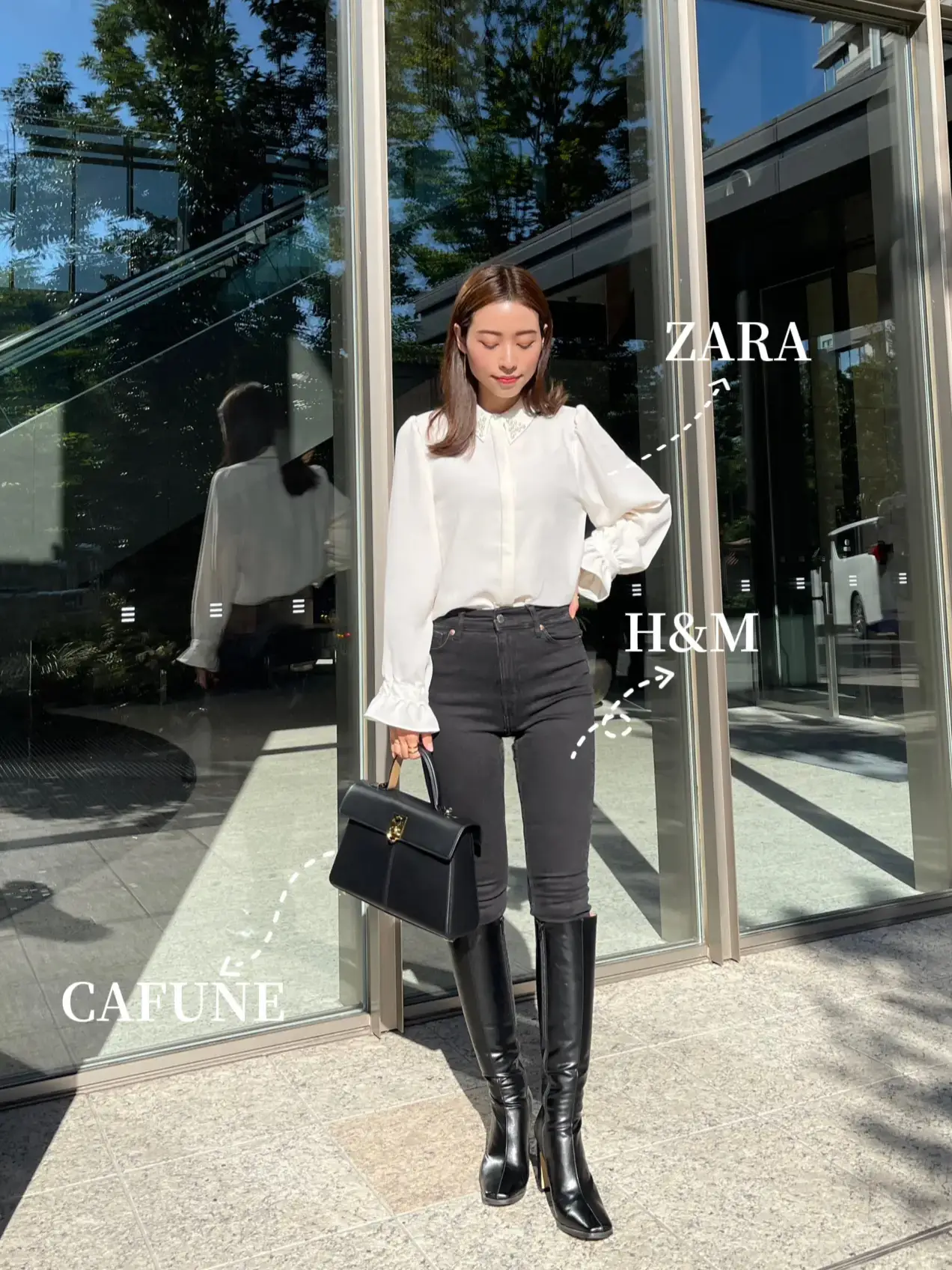 ロングブーツコーデ🖤ZARA,H&M | 𝐓𝐚𝐤𝐚𝐤𝐨｜160cmが投稿したフォト