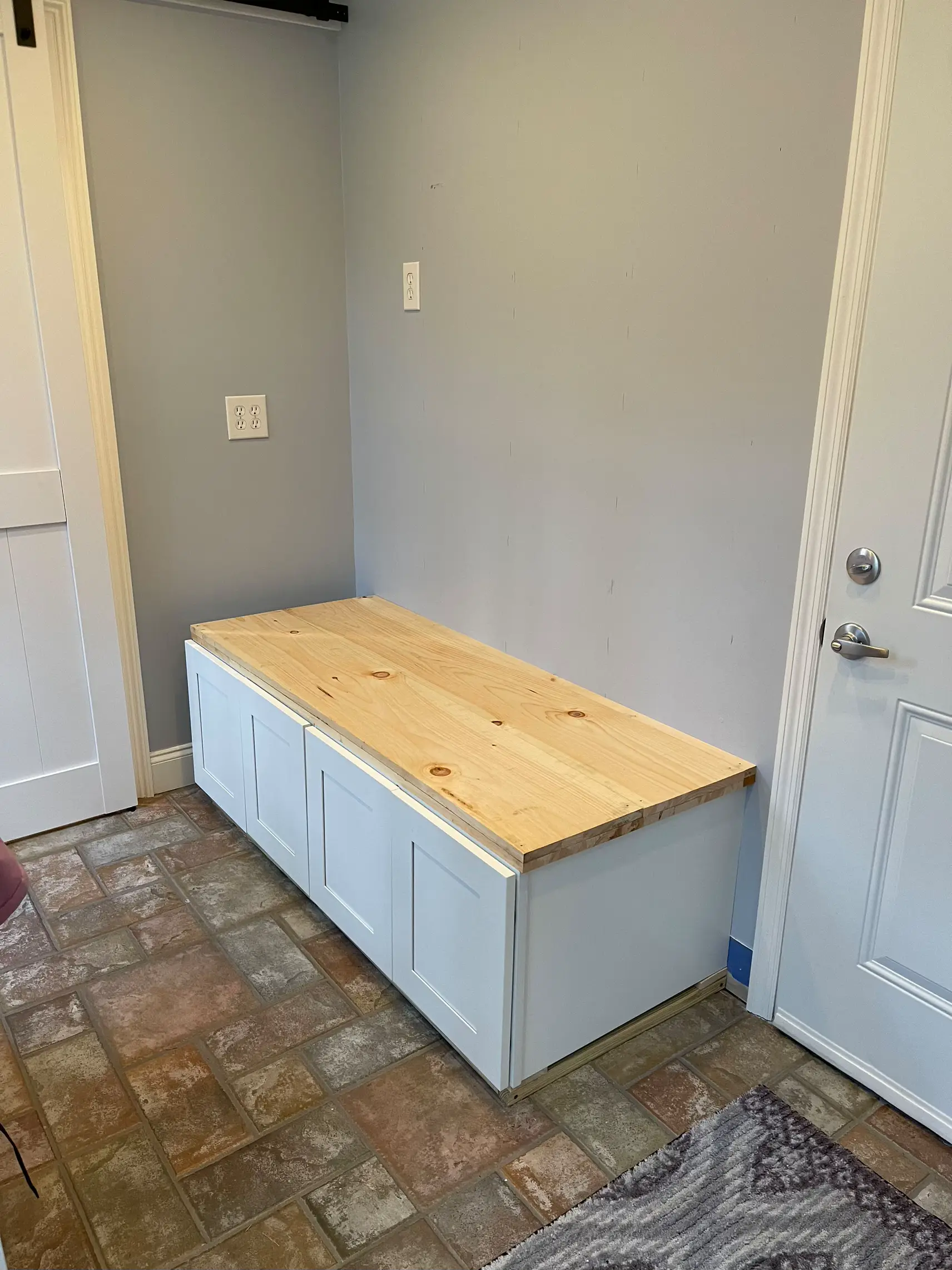 DIY Custom Mudroom for Under $200 - Beadboard and Built in Bench