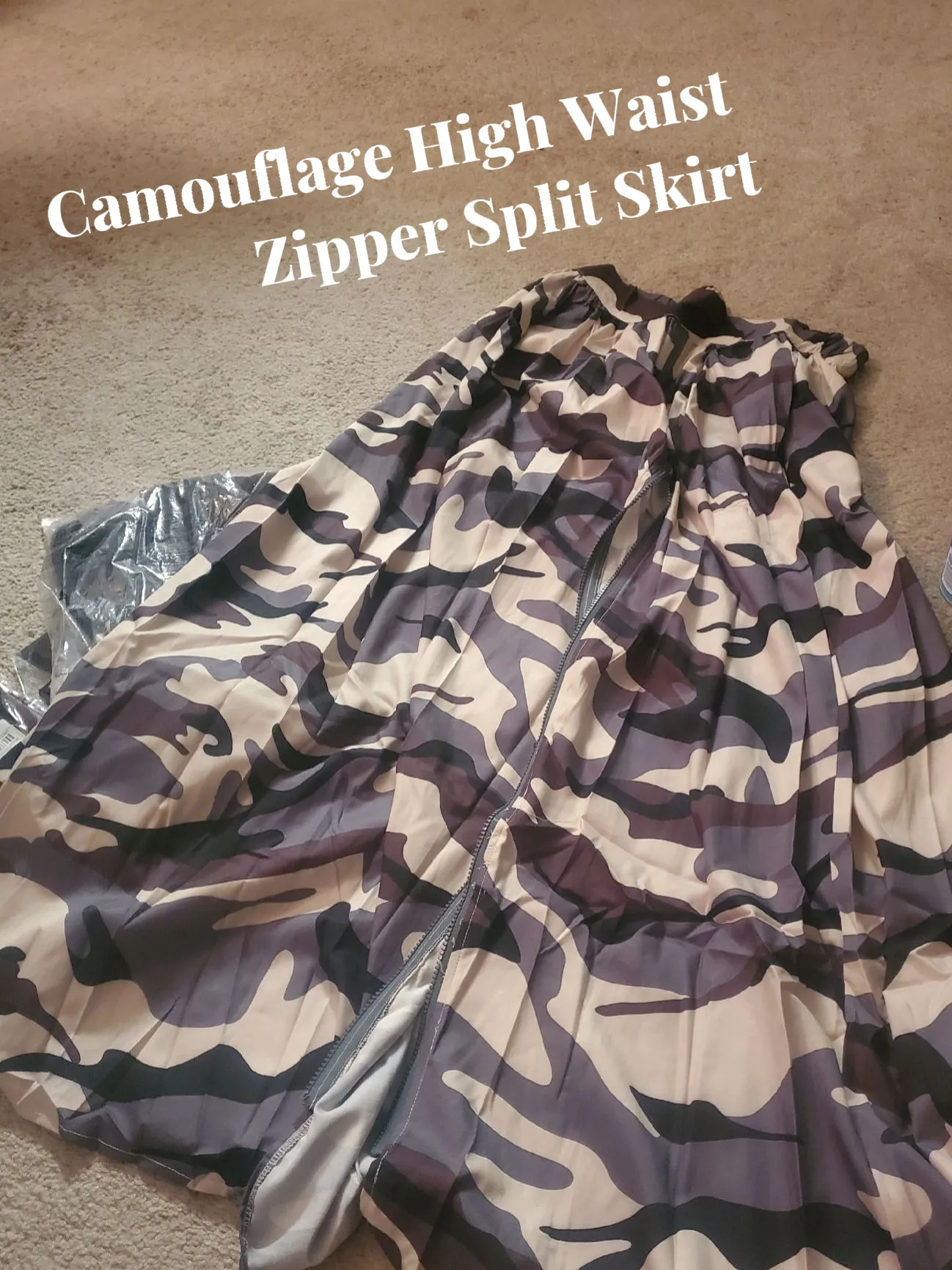 Camouflage Print Split High Waist Skirts Zipper Elastic - Temu
