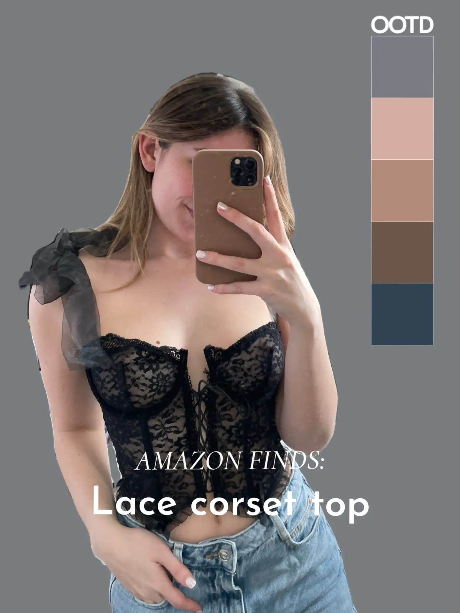 Puffie - Lace-Trim Bow Accent Crop Cami Top