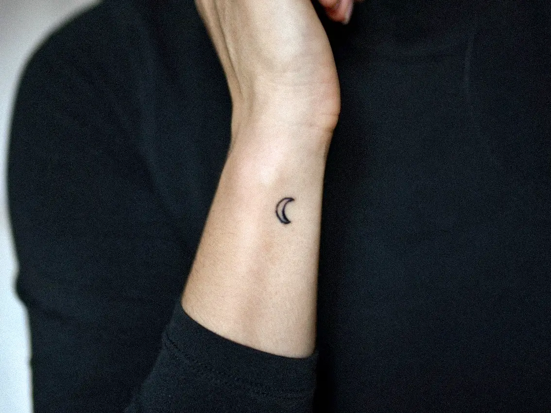 moon tattoo wrist
