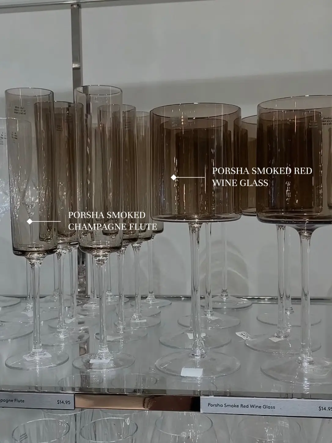 Porsha Smoked Stemware Wine Glass Set