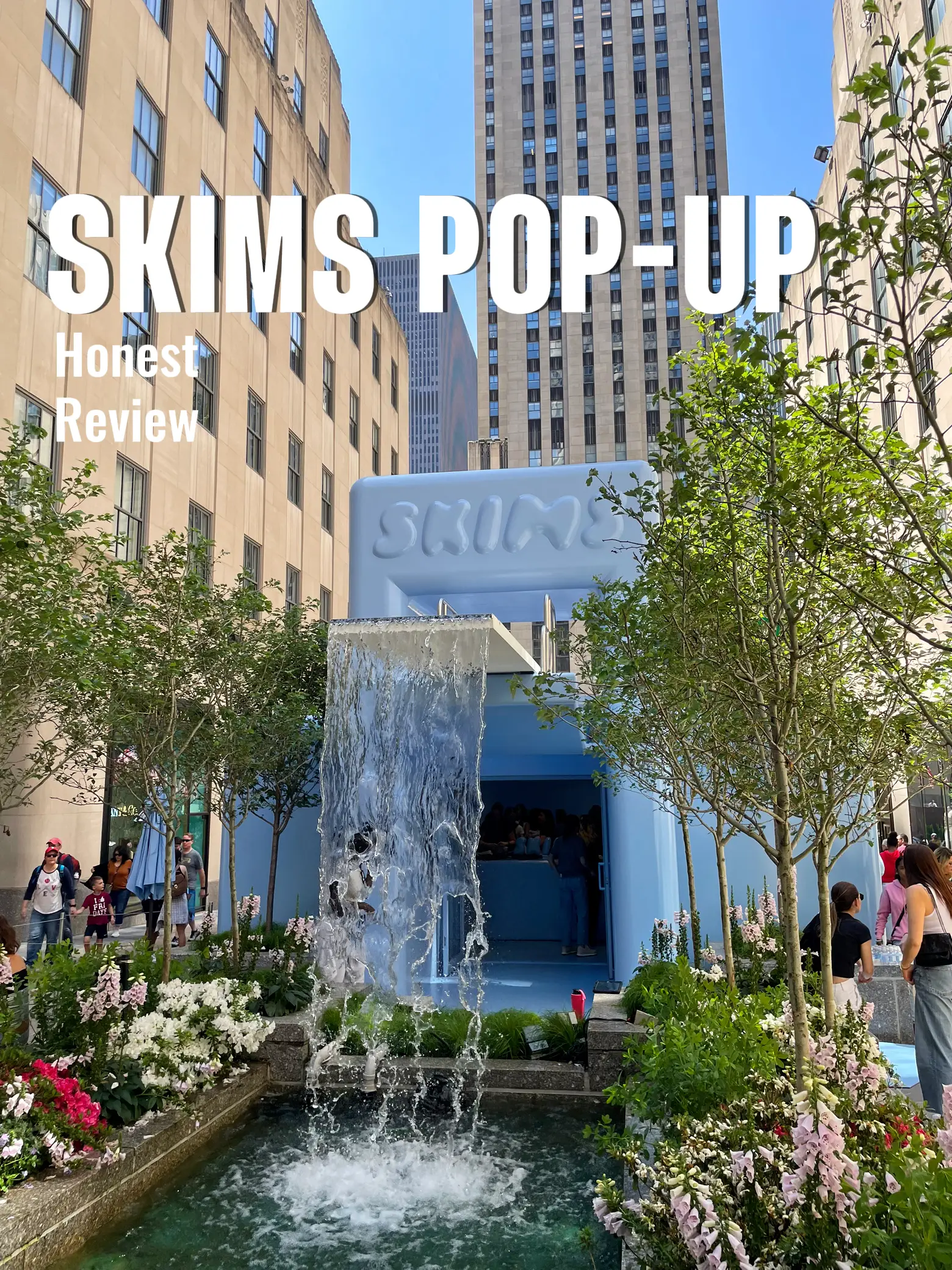 Kim Kardashian @SKIMS skims pop up shop in NYC Rockafella Center