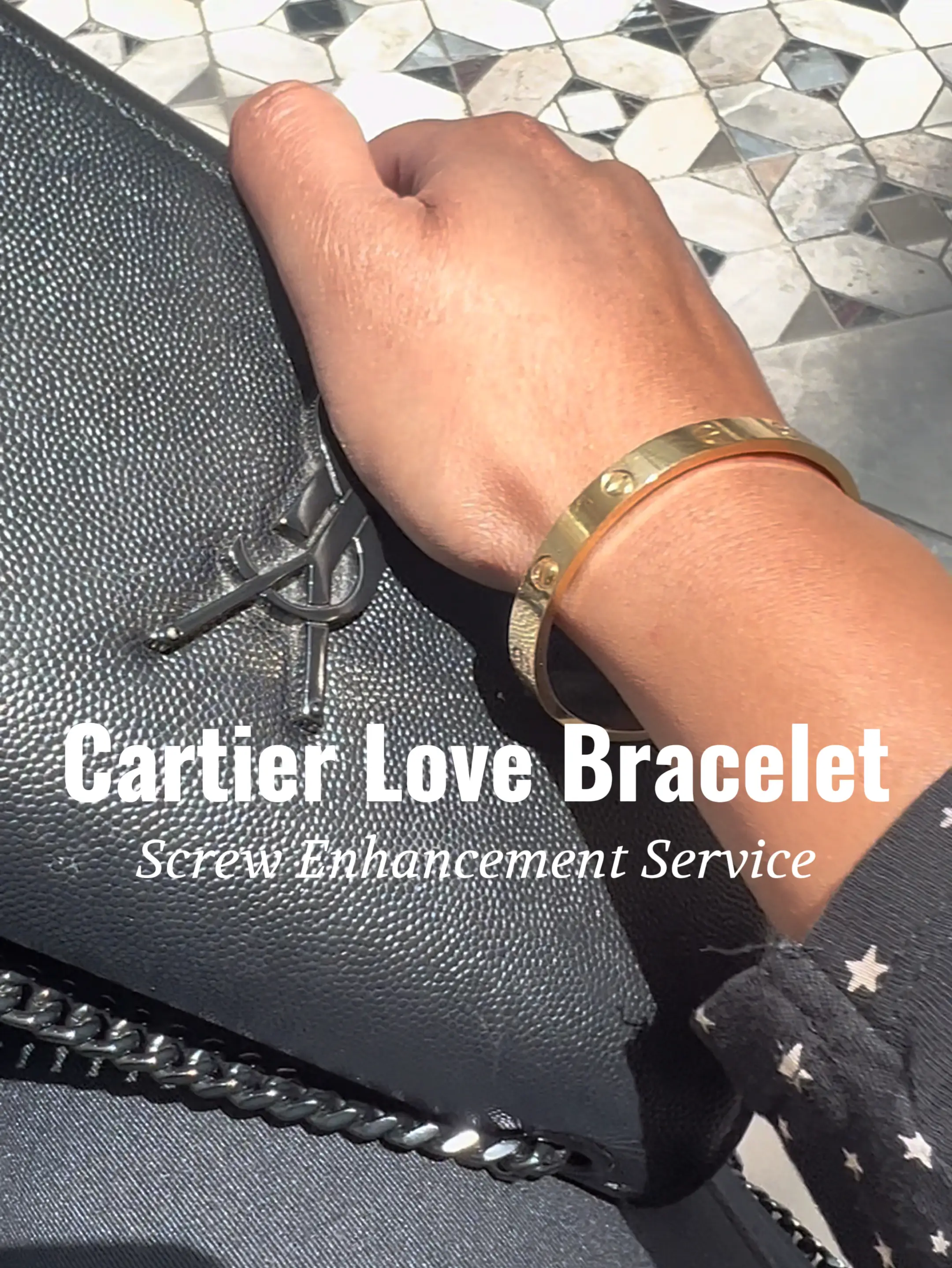 Love my Hermes & Cartier Love Bracelets all stacked to form a