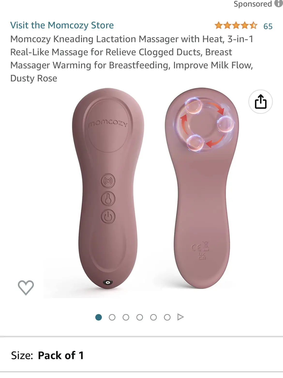 Momcozy Lactation Massager for Breastfeeding 3-in-1, 1 Pack Kneading Breast  Massager with Heat 