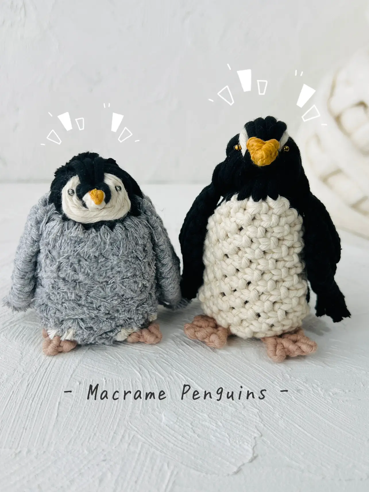 マクラメでペンギンの親子を作ってみました🐧🐧 | maikel／立体