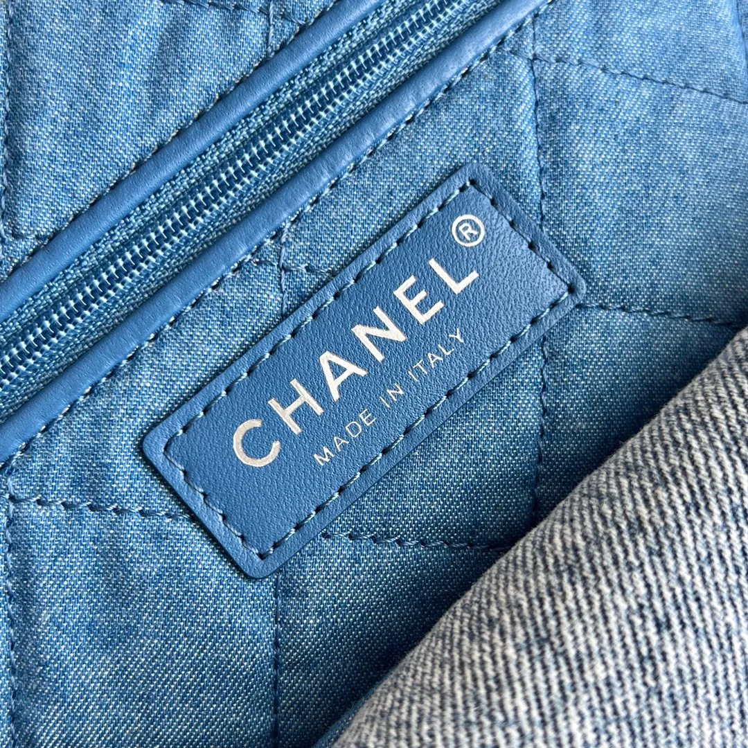 Chanel Printed CC Blue Denim Large Graffiti Flap Bag (2022)