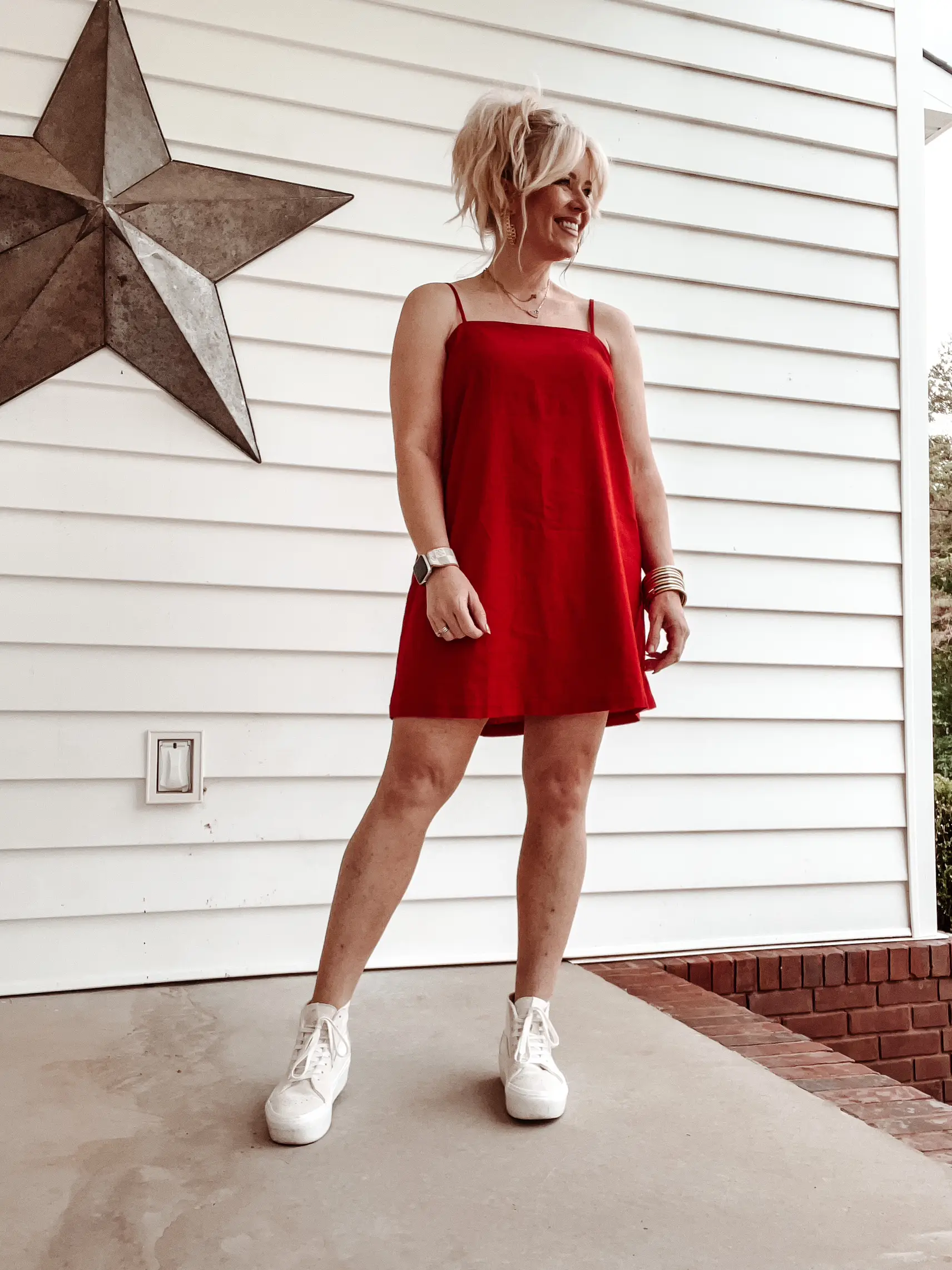 Red dress hot sale with converse