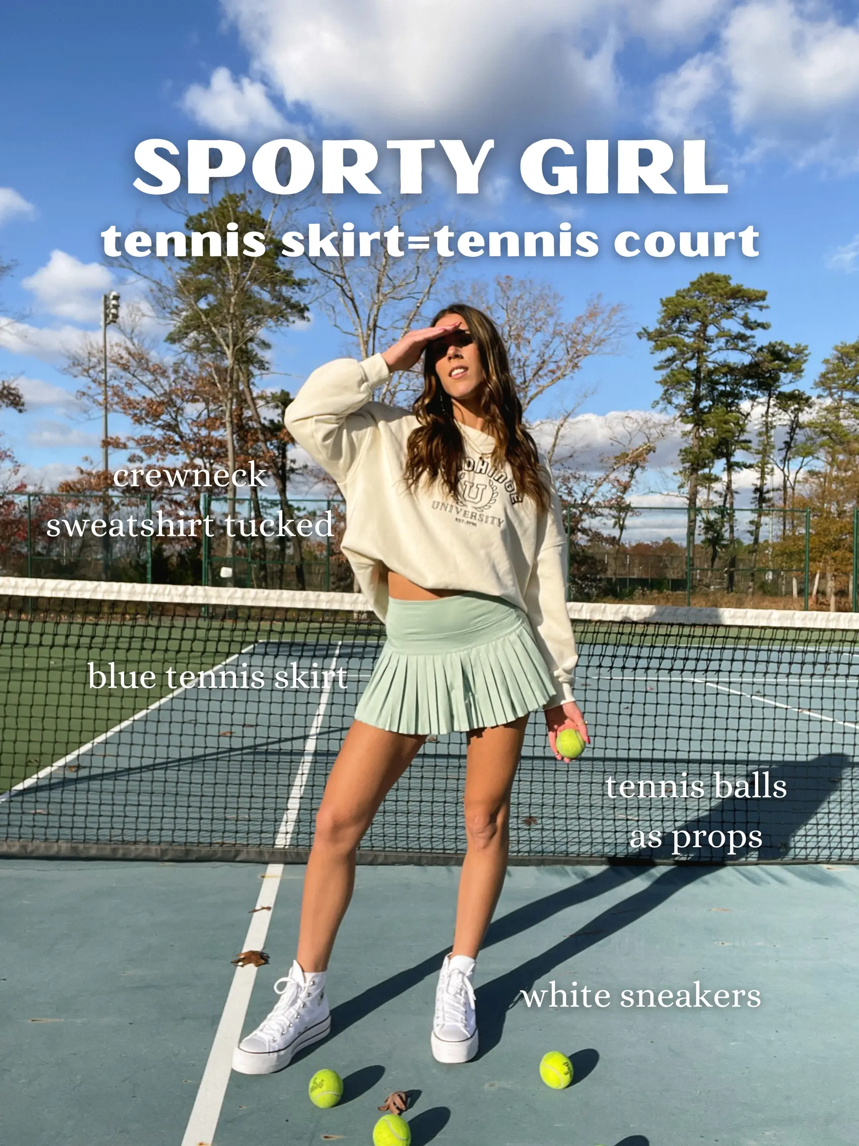 Crewneck and tennis sales skirt