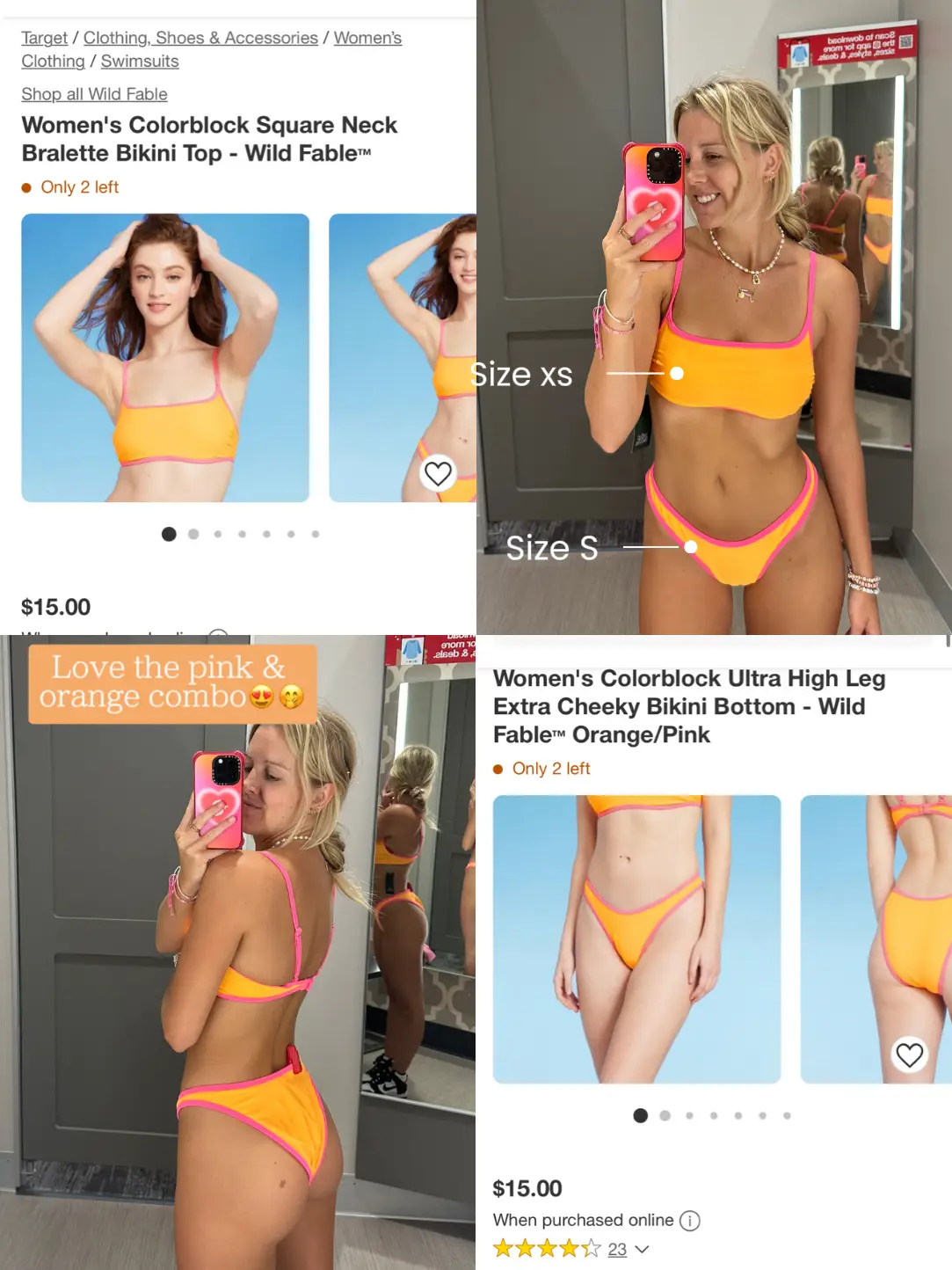 Women's Square Neck Bralette Bikini Top - Wild Fable™ Yellow S : Target