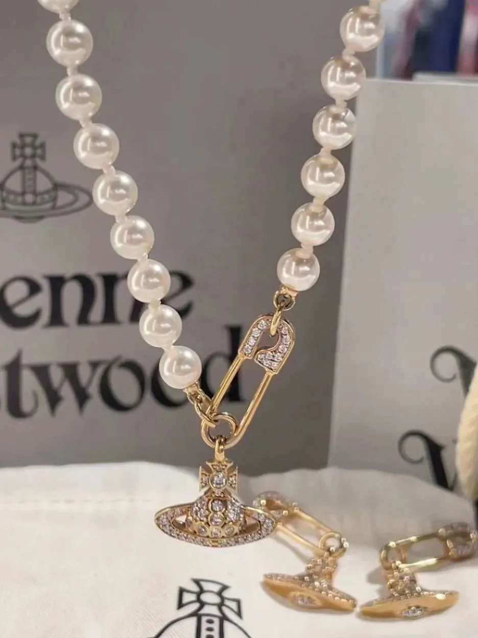 Emmiol Free shipping 2024 Planet Detail Faux Pearl Necklace Golden ONE SIZE  in Necklaces online store.